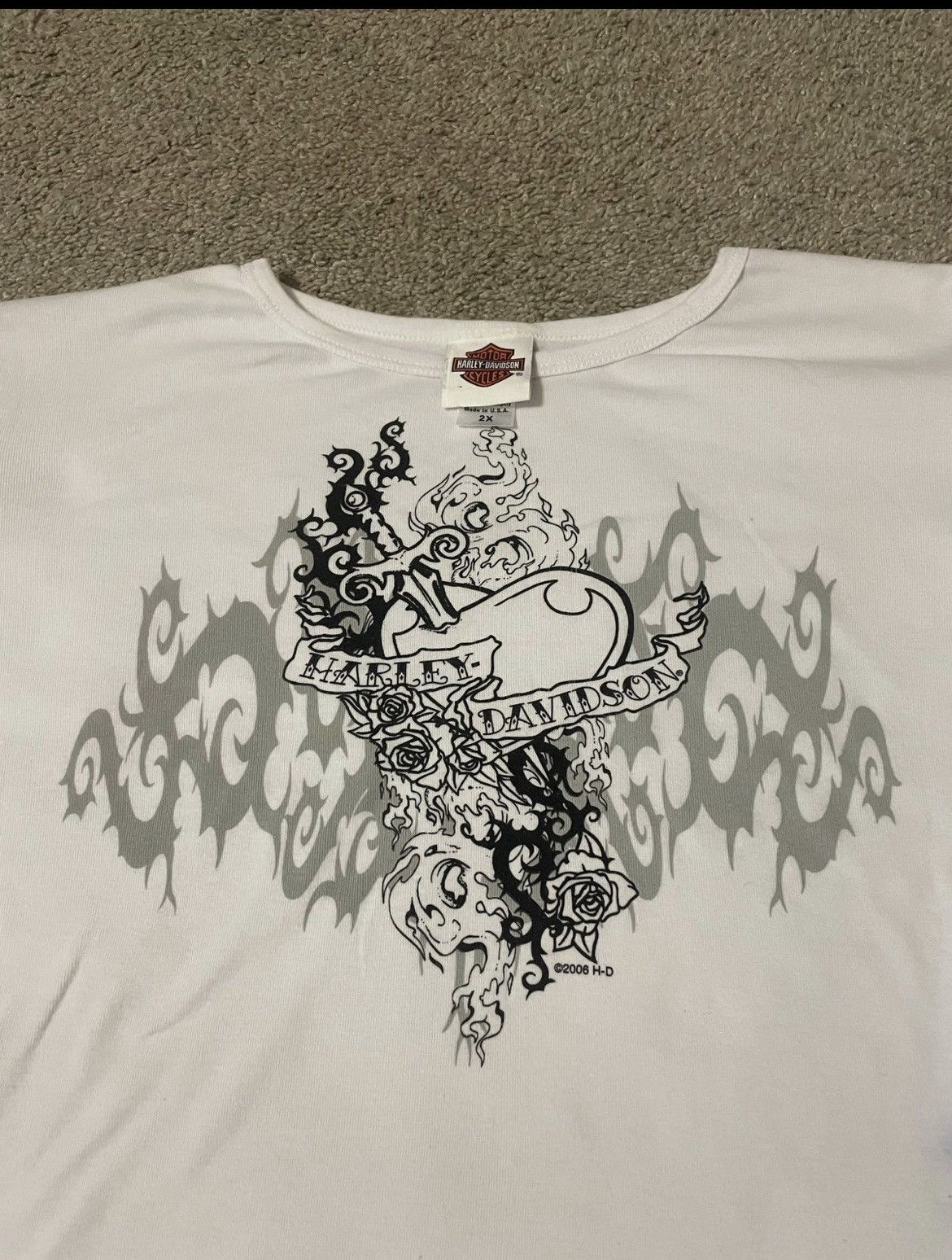 Ed Hardy × Harley Davidson × Vintage Vintage Y2K Harley Davidson Long Sleeve T Shirt Womens 2XL Size XXL / US 16-18 / IT 52-54 - 1 Thumbnail