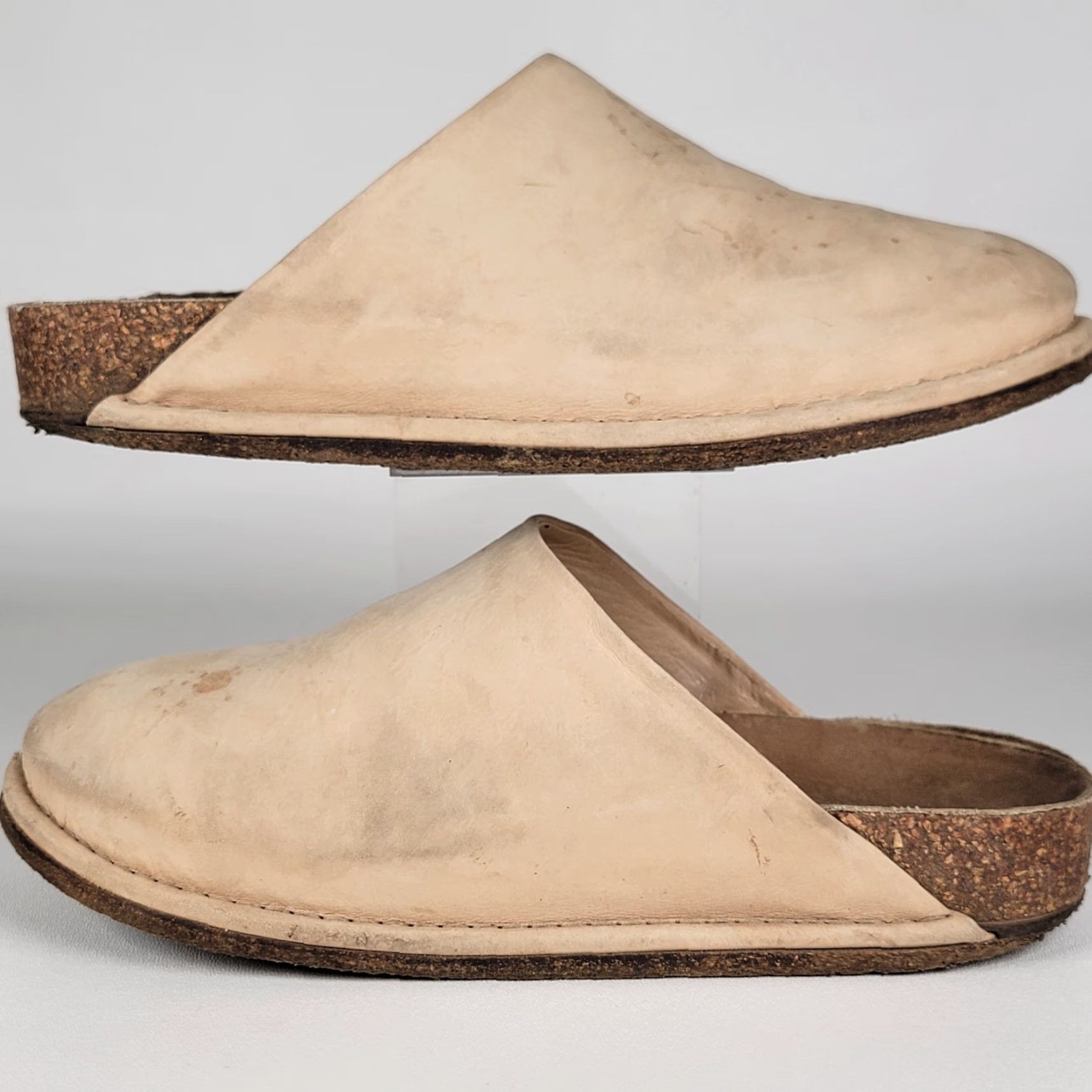 Vintage Jenni Kayne Mules Women Slip-On Flat Brown Tan Leather Suede Size 6 US 37 EU 37/6 Mens Womens Girls? Size US 6 / IT 36 - 5 Thumbnail