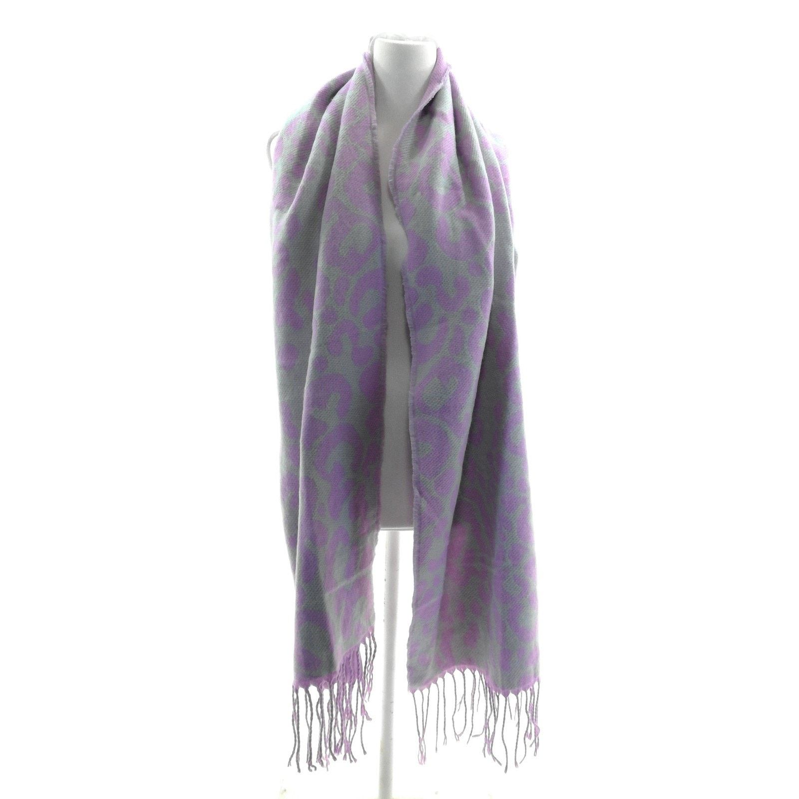 Steve Madden Steve Madden Tasseled Purple and Gray Animal Print Scarf Size ONE SIZE - 8 Thumbnail