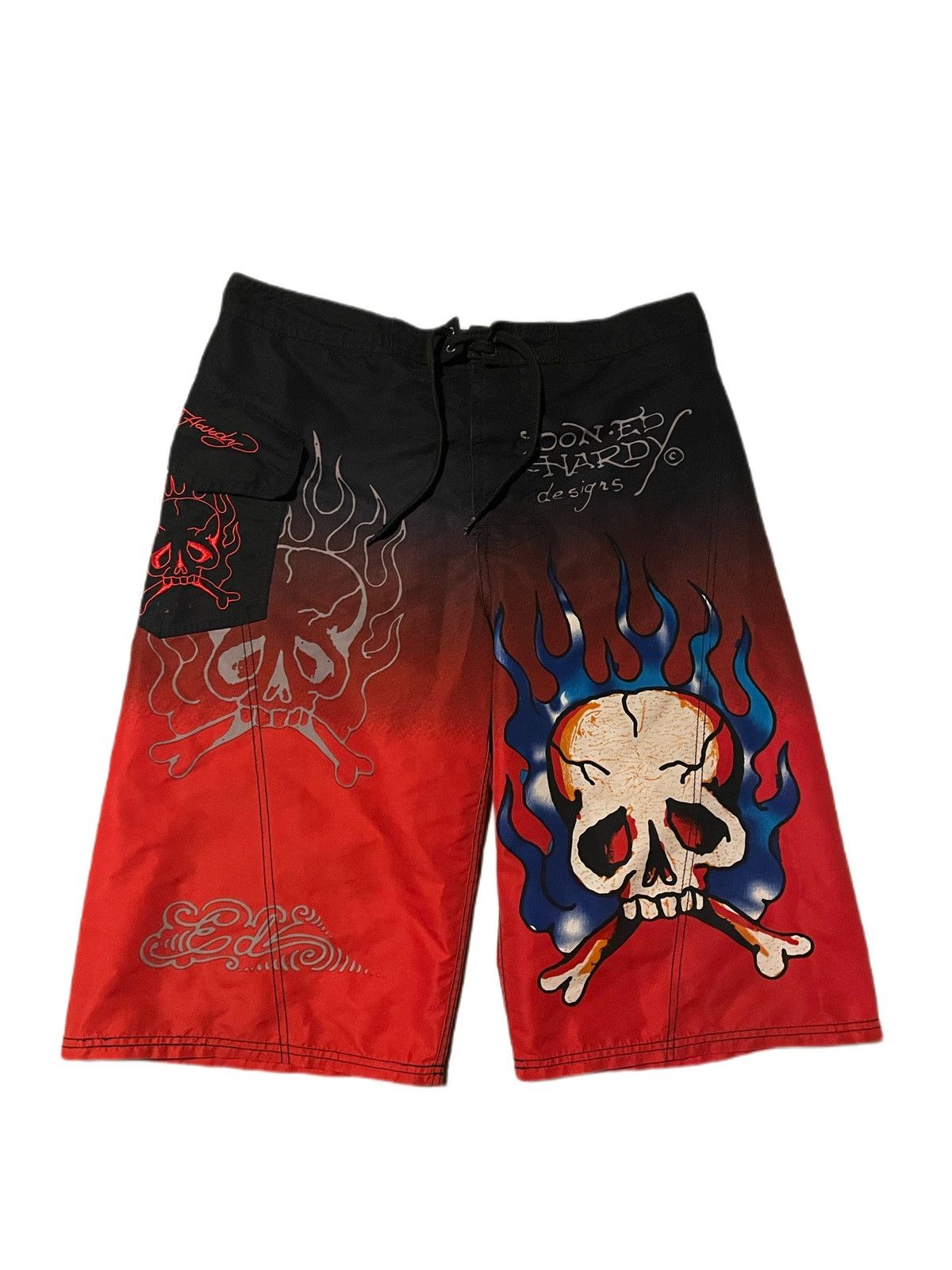 Ed Hardy Super Sick Y2K ED Hardy christian audigier Swim Shorts Size US 31 - 1 Thumbnail