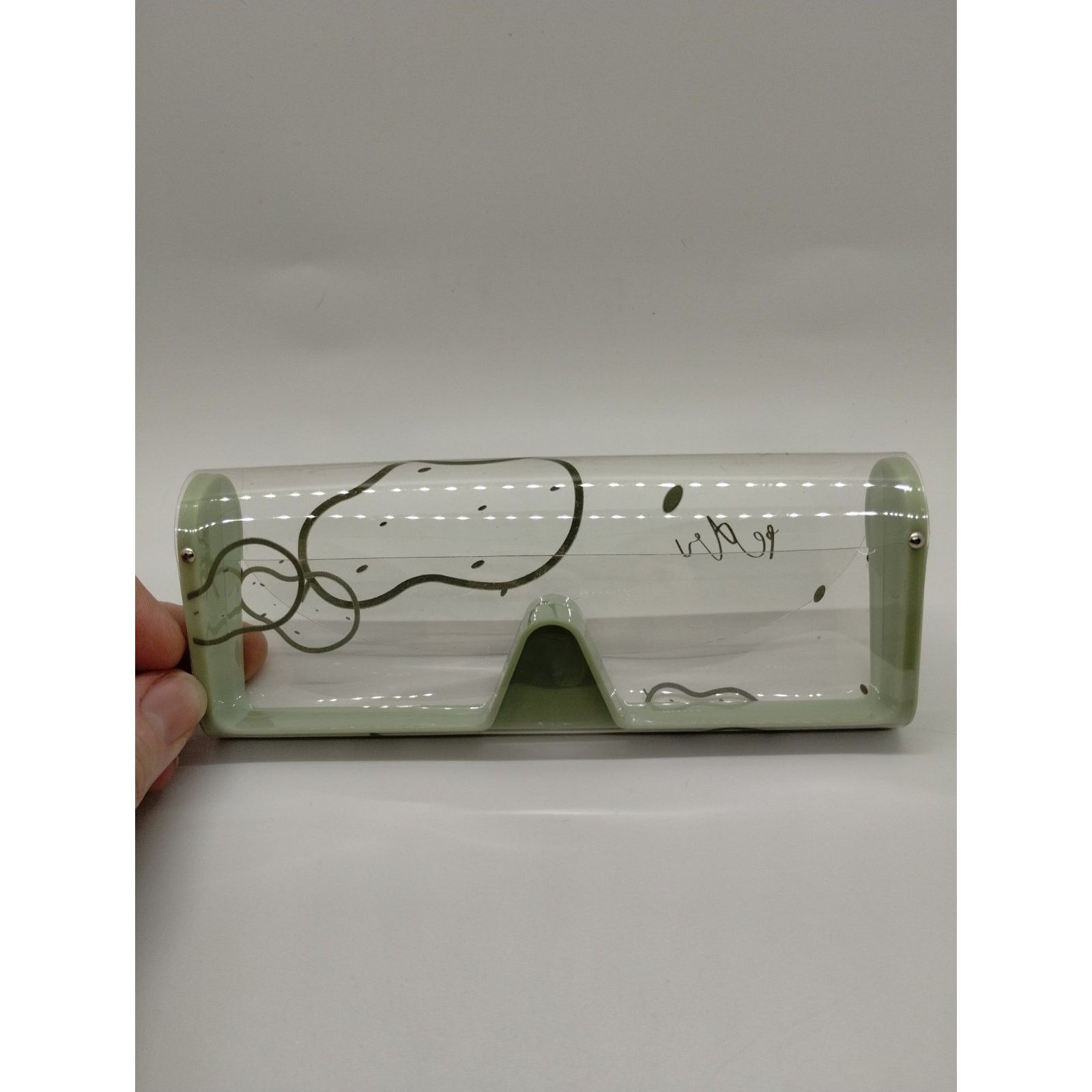 Vintage Green Pear Transparent Eyeglass Case - Snap Close Size ONE SIZE - 4 Thumbnail