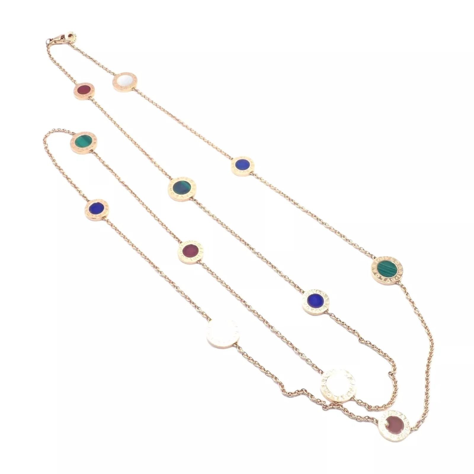 Bvlgari Bvlgari 18k Rose Gold Multi Gemstone 38" Long Necklace Size ONE SIZE - 1 Thumbnail