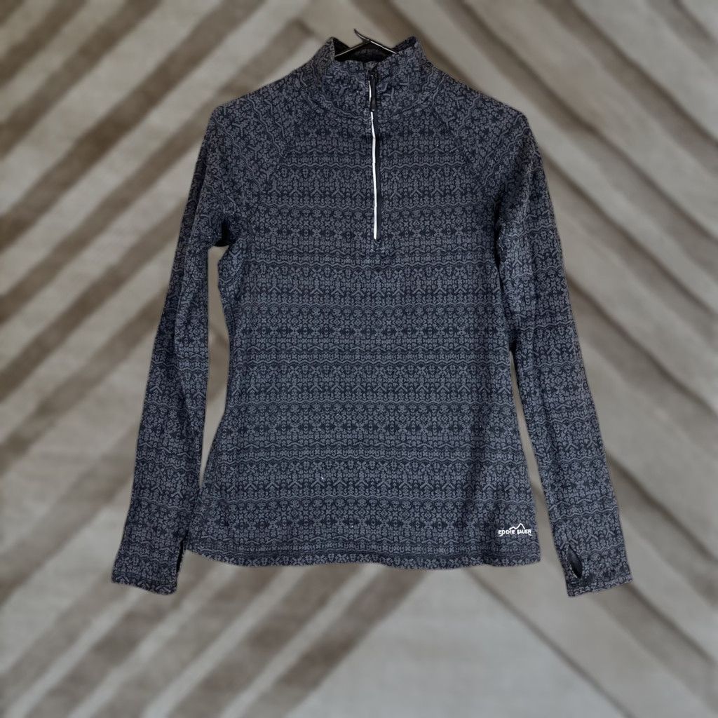 Eddie Bauer VINTAGE Eddie Bauer Womens Jacket Gray Black 1/4 Zip Outdoor Pullover Cotton Blend M Size M / US 6-8 / IT 42-44 - 1 Thumbnail