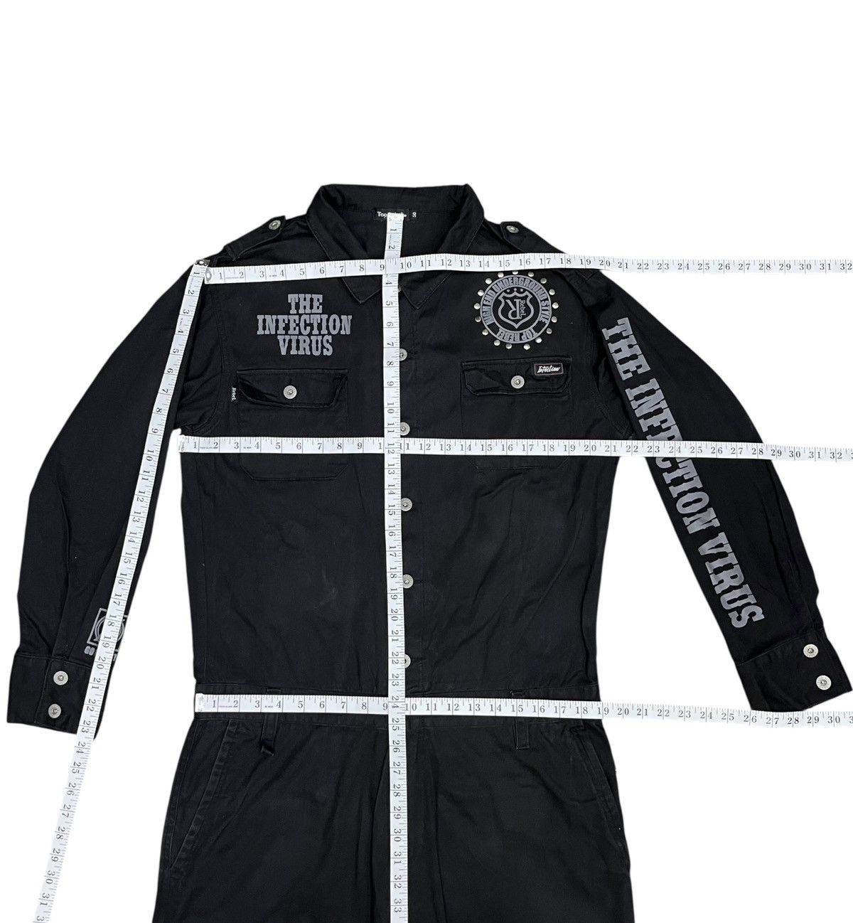 Post Overalls Vtg Top Rebel "Infection Virus" Gothic Underground Coverall Size US 32 / EU 48 - 17 Thumbnail