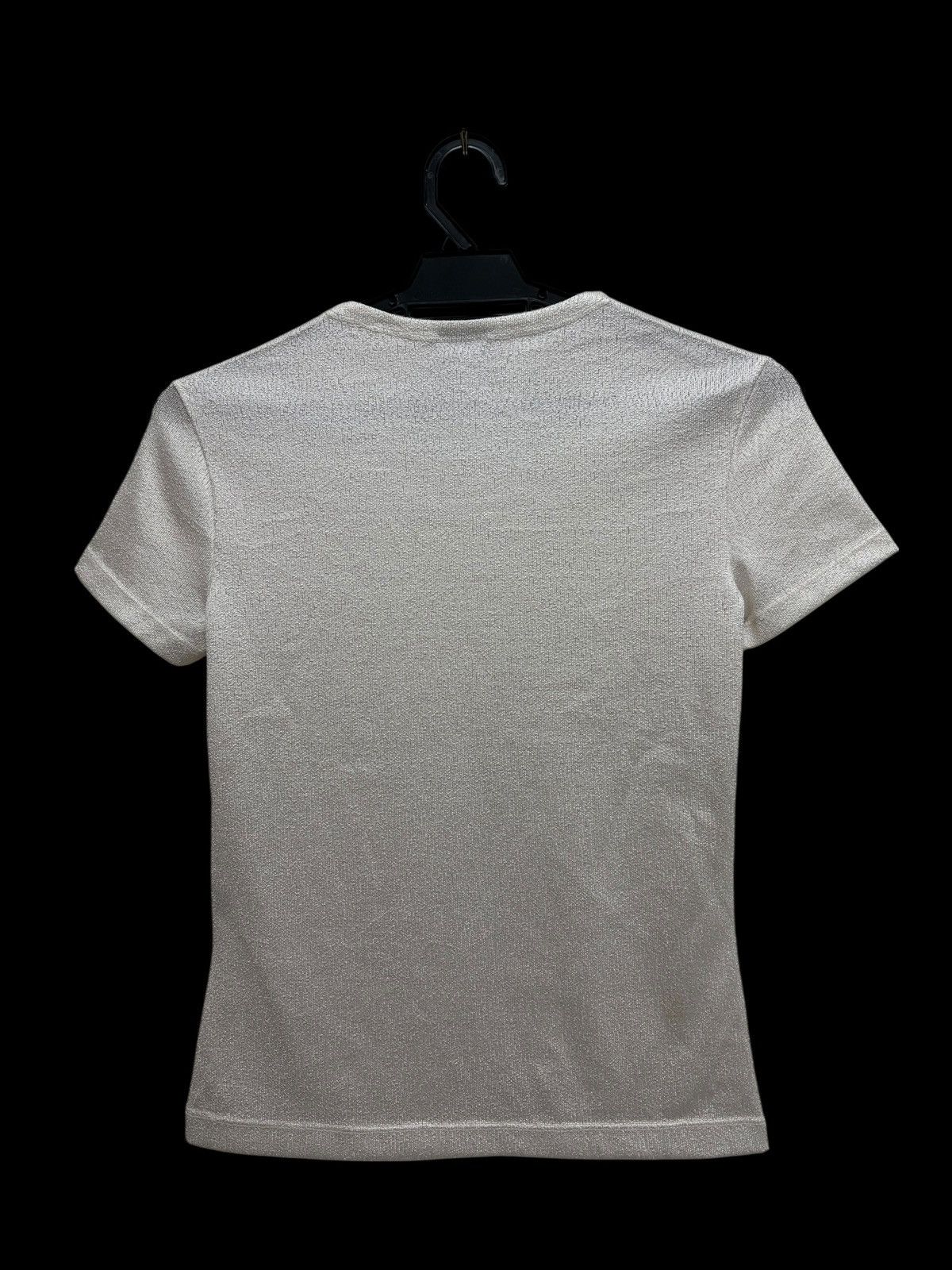 Versus Versace GLAM 💎 GLITTER SILVER TONE RIBBED SPARKLING FINISH TOP TEE Size S / US 4 / IT 40 - 2 Thumbnail