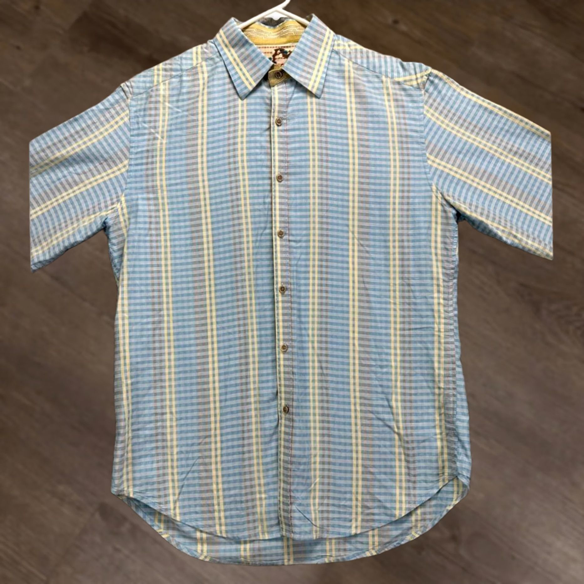 Robert Graham VINTAGE Robert Graham Shirt Adult XL Blue Yellow Plaid Long Sleeve Button Up Mens Size US XL / EU 56 / 4 - 1 Thumbnail