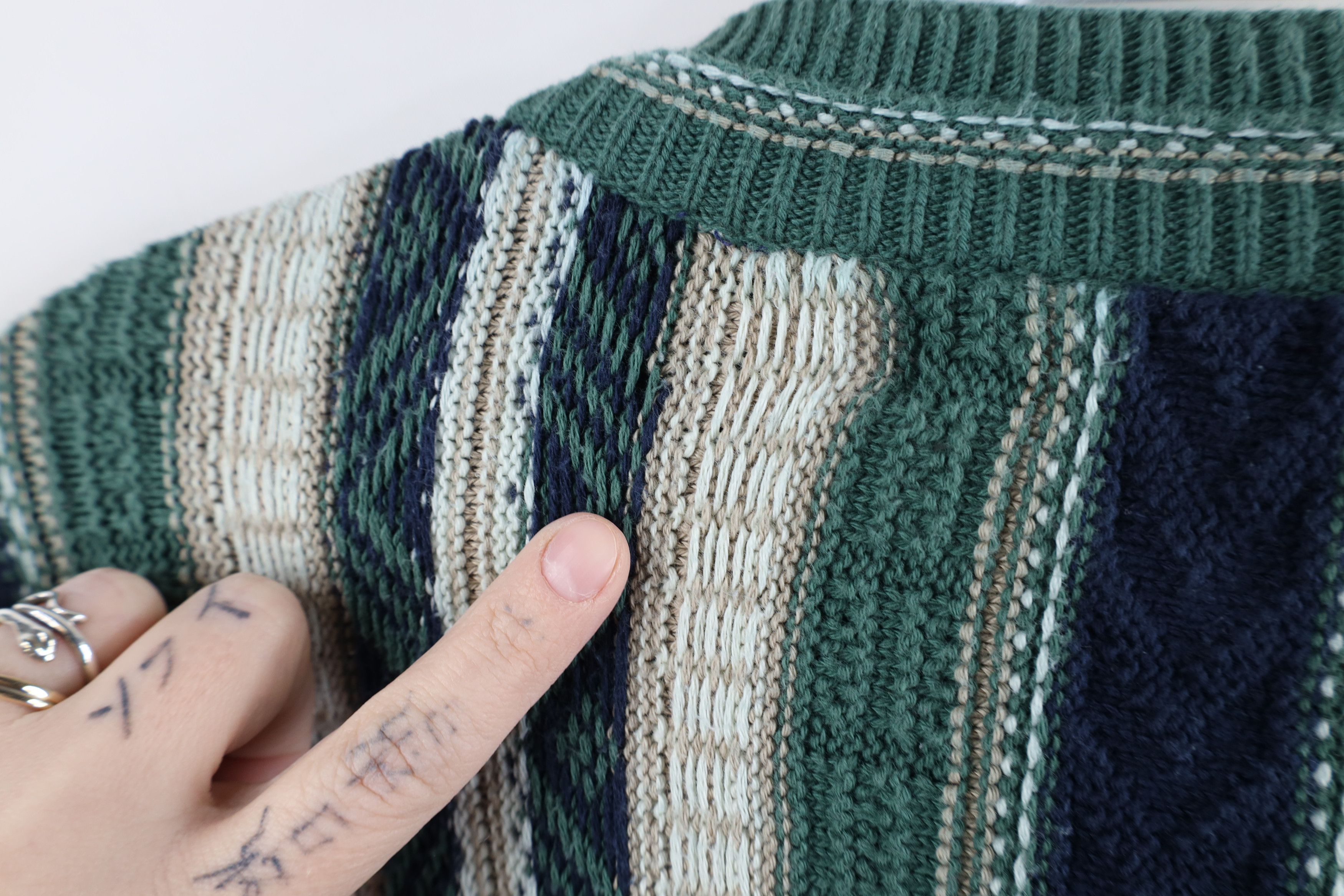 Vintage Vintage 90s Coogi Style Textured Striped Knit Sweater Size US L / EU 52-54 / 3 - 7 Thumbnail
