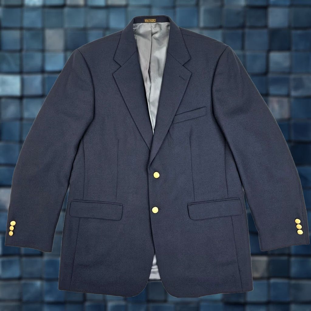 Stafford Stafford sport coat Navy blue 42L Wool Worsted Button Single-Breasted 2-Button Gold EUC Mens Jacket Coat Long Lined Satin 44 Chest 33 Sleeve Euro USA Size US XS / EU 42 / 0 - 1 Thumbnail