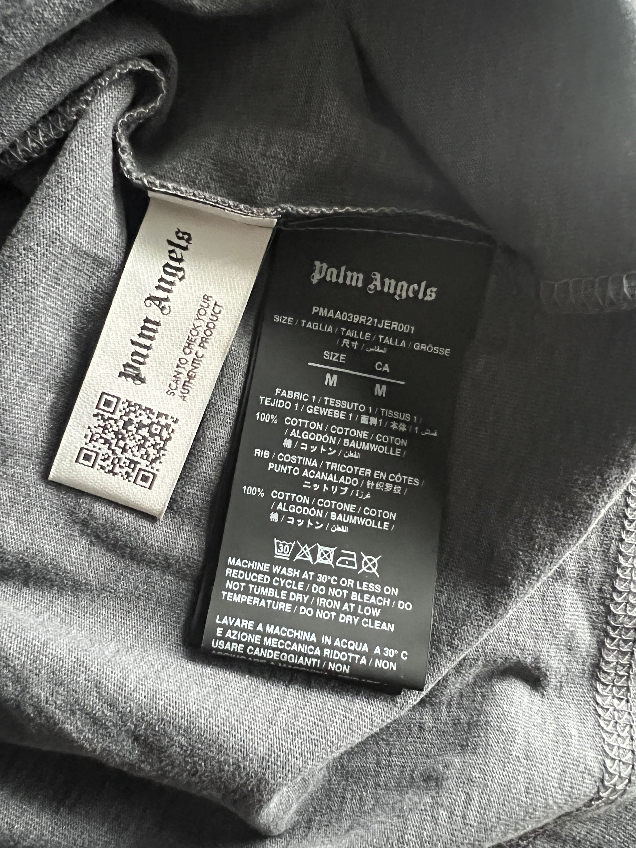 Palm Angels Palm Angels Broken Logo Panelled Black Grey Tee Size US M / EU 48-50 / 2 - 4 Thumbnail