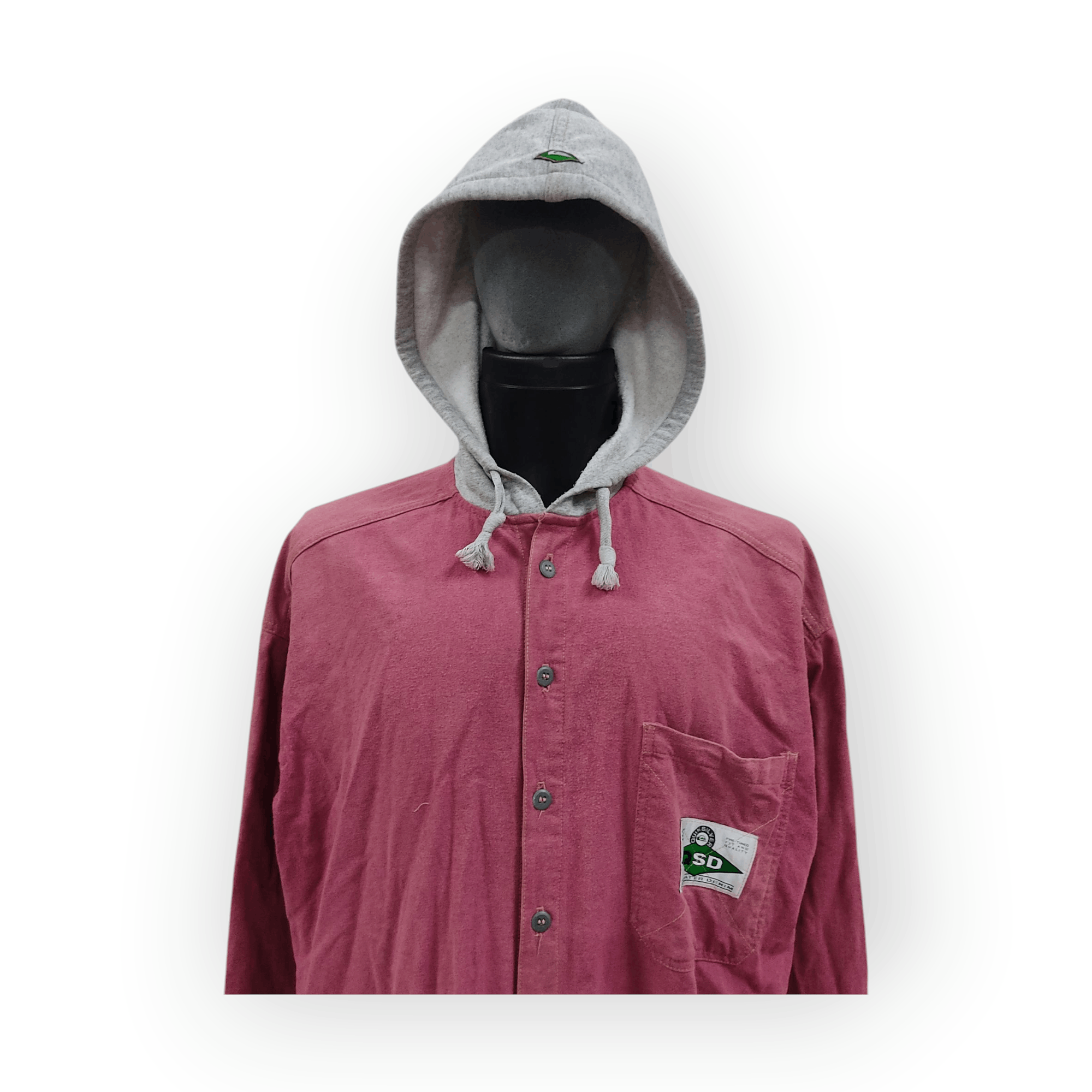 Quiksilver × Vintage Vtg 90s QUICKSILVER Salt-Water Denim Hooded Shirt Jacket Size US L / EU 52-54 / 3 - 2 Thumbnail