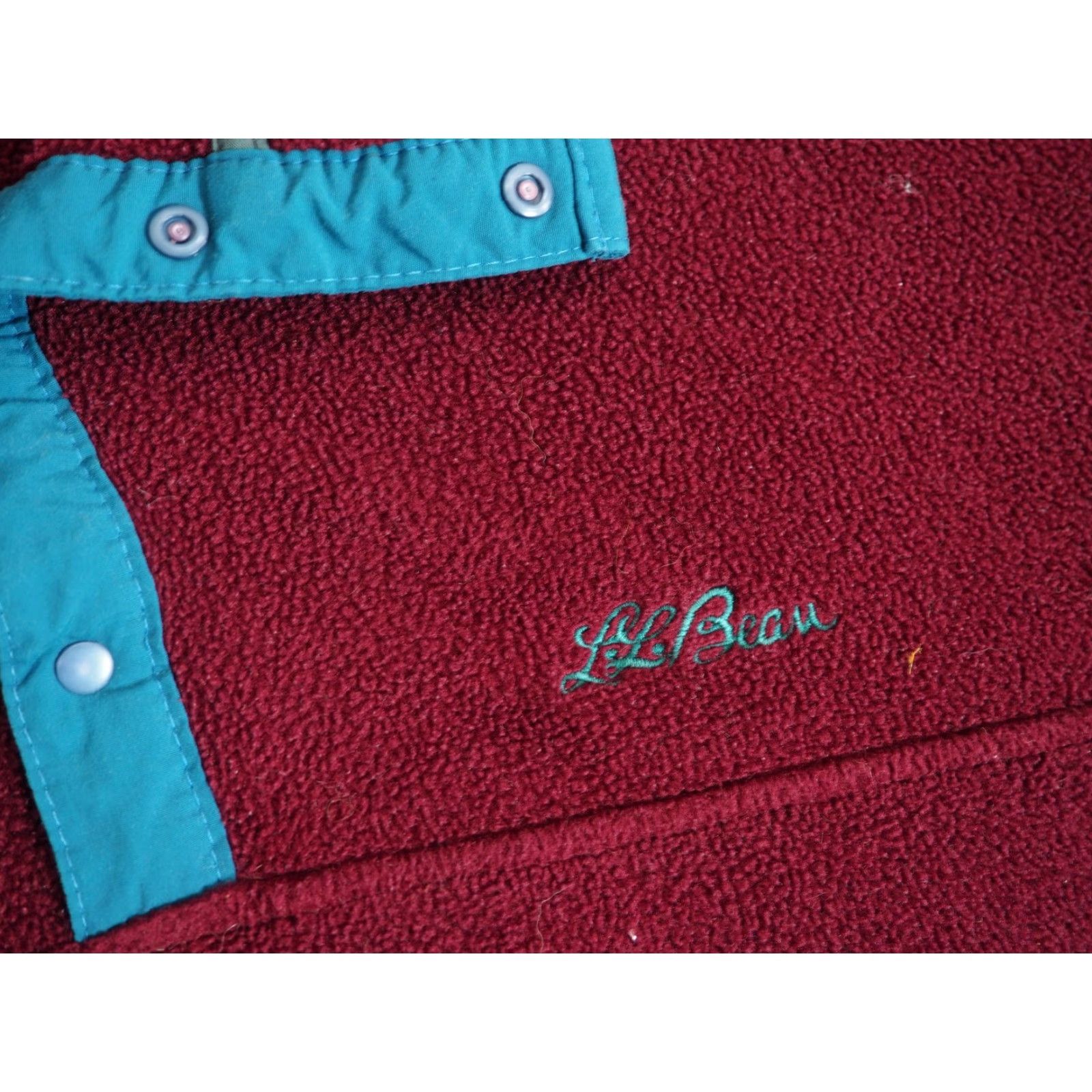 Vintage VINTAGE LL BEAN Jacket Mens L 90s Fleece Snap Outdoor Hiking Red blue Script Logo Embroidered Knit/Bodywarmer - 24" pit to pit 25" length Size US L / EU 52-54 / 3 - 4 Thumbnail
