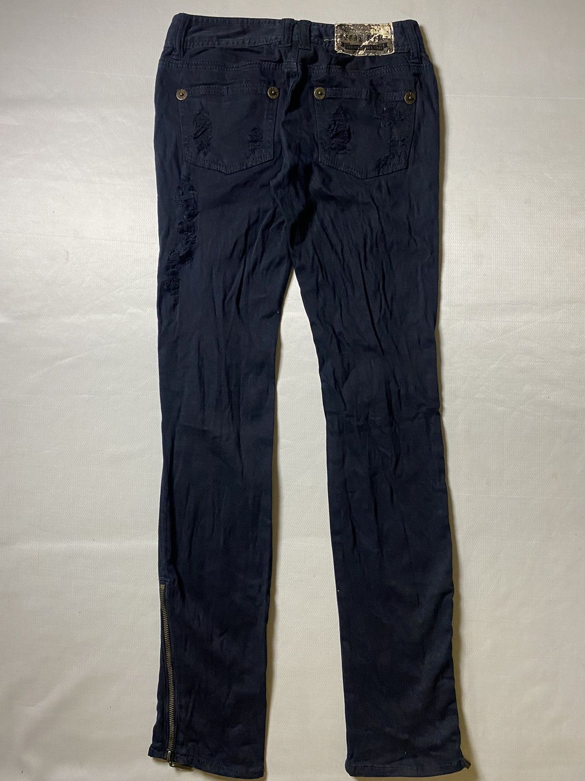 If Six Was Nine 2000s Cecil Mcbee Black Skinny Distressed With Ankle Zip Size 27" / US 4 / IT 40 - 2 Thumbnail