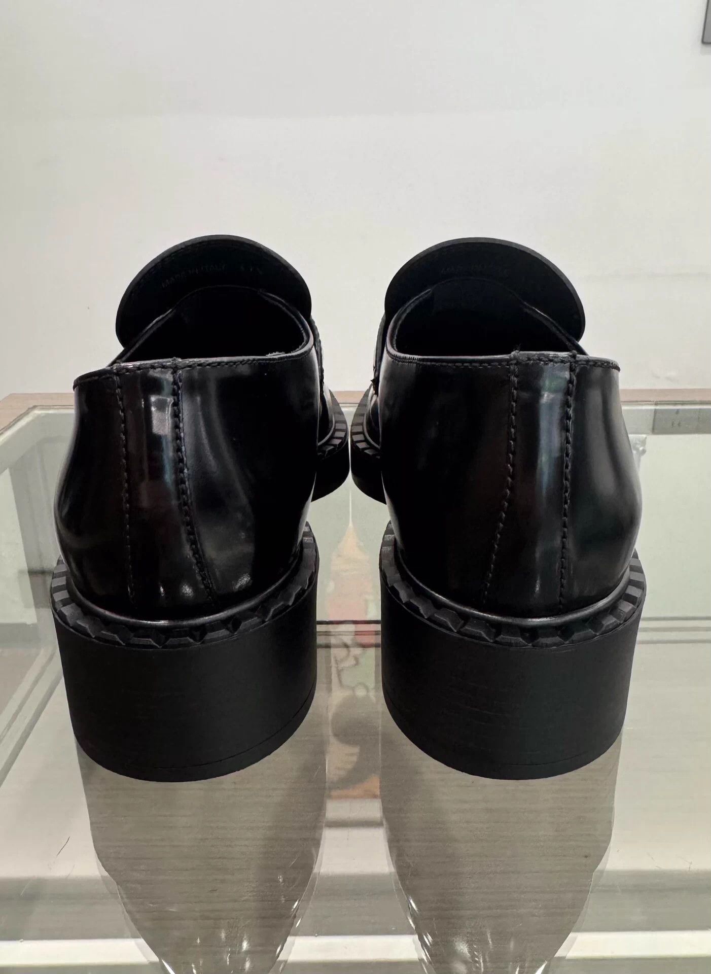 Prada Prada Women's Black Loafers 37.5 EU Silver Triangle Logo New Size US 6.5 / IT 36.5 - 5 Thumbnail