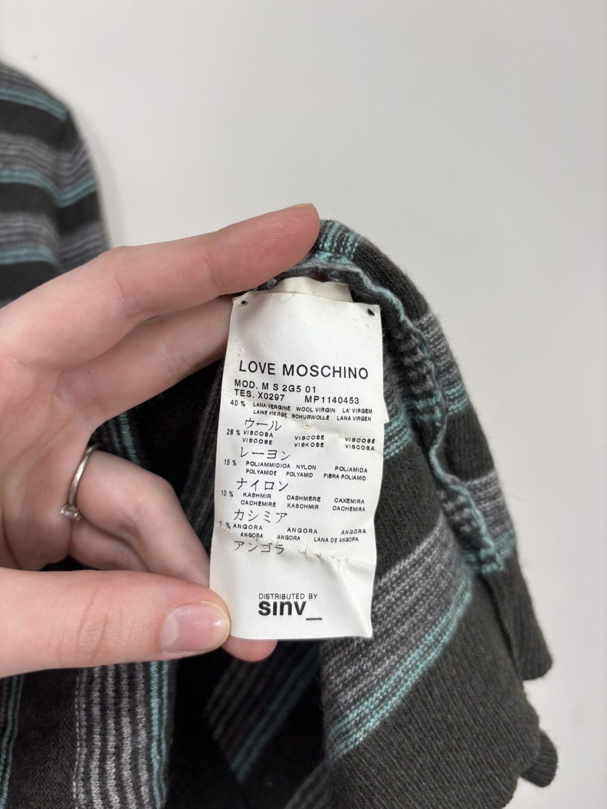 Love Moschino Love Moschino Women’s Multicolor Striped Wool Blend Sweater Size L / US 10 / IT 46 - 7 Thumbnail