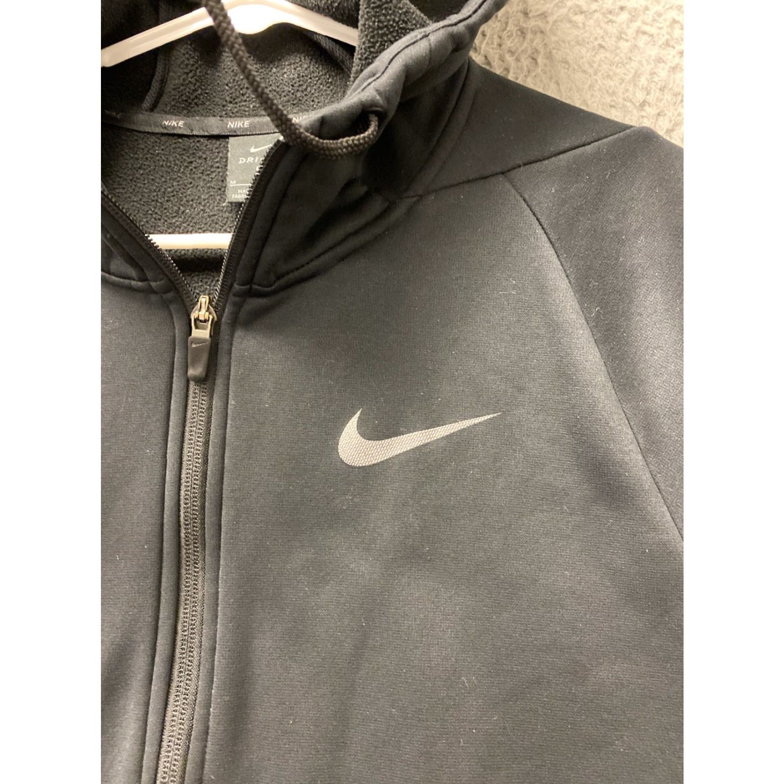 Nike NIKE Hoodie Jacket Mens M Black Full Zip Stretch Activewear Size US M / EU 48-50 / 2 - 2 Thumbnail