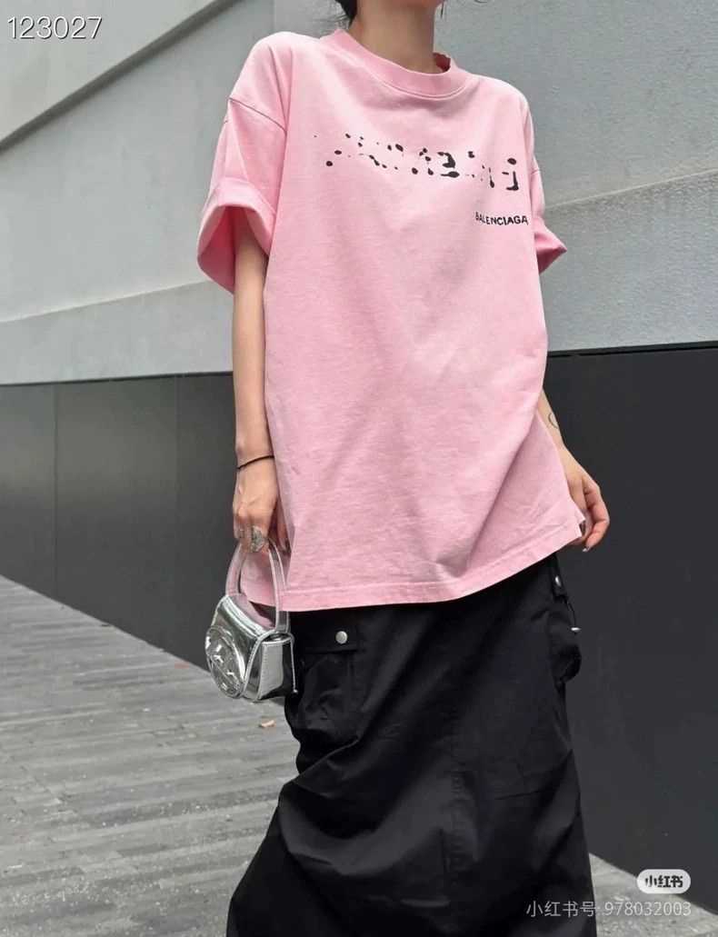 Balenciaga Balenciaga Pink front and back monogram blur shadow wash s Size US XS / EU 42 / 0 - 7 Thumbnail