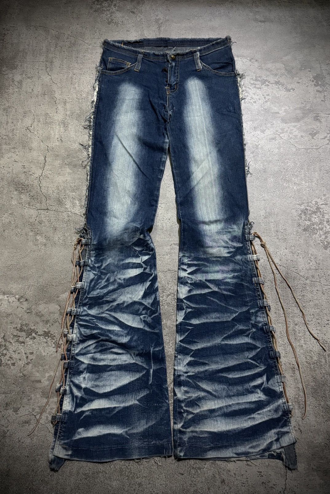 Tornado Mart Y2k Laced Ifsixwasnine Fadding Flare Jeans Size US 28 / EU 44 - 2 Thumbnail