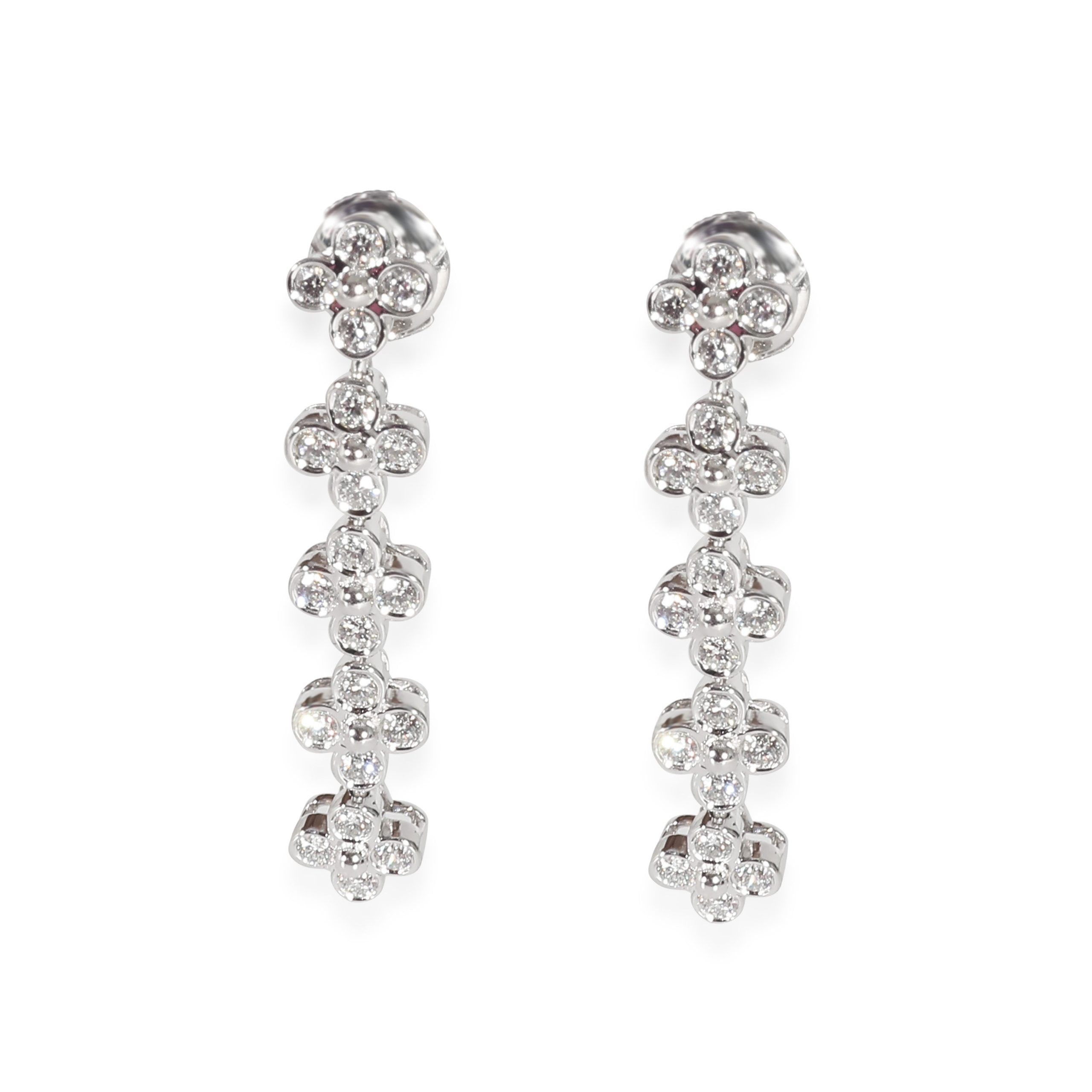 image of Tiffany Co Tiffany & Co. Lace Diamond Long Drop Earrings In Platinum 0.8 Ctw in Gold, Women's