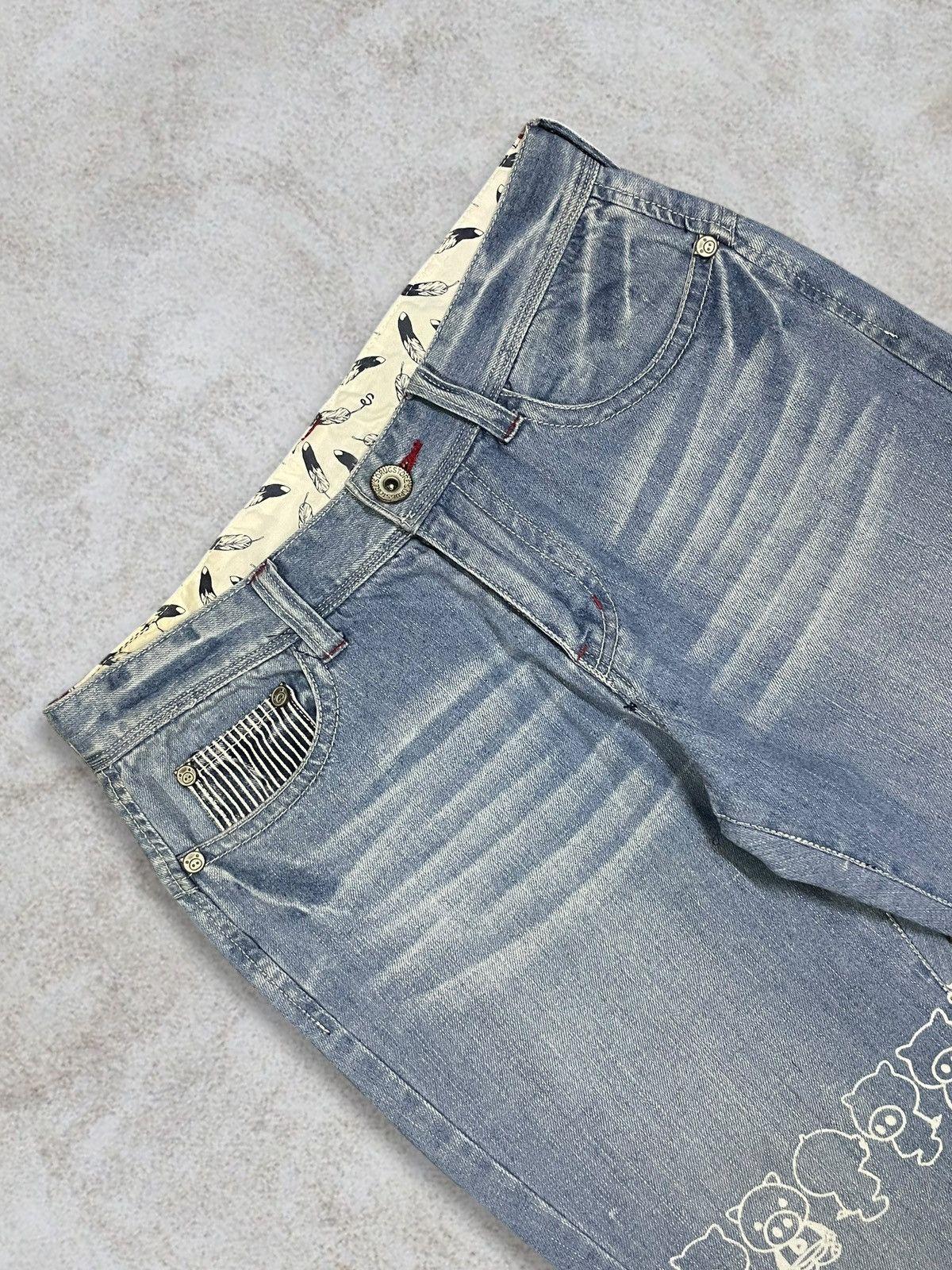 Japanese Brand Drug Store’s Women Denim Cute Print Out Logo Blue Wash Jeans Size 31" - 4 Thumbnail