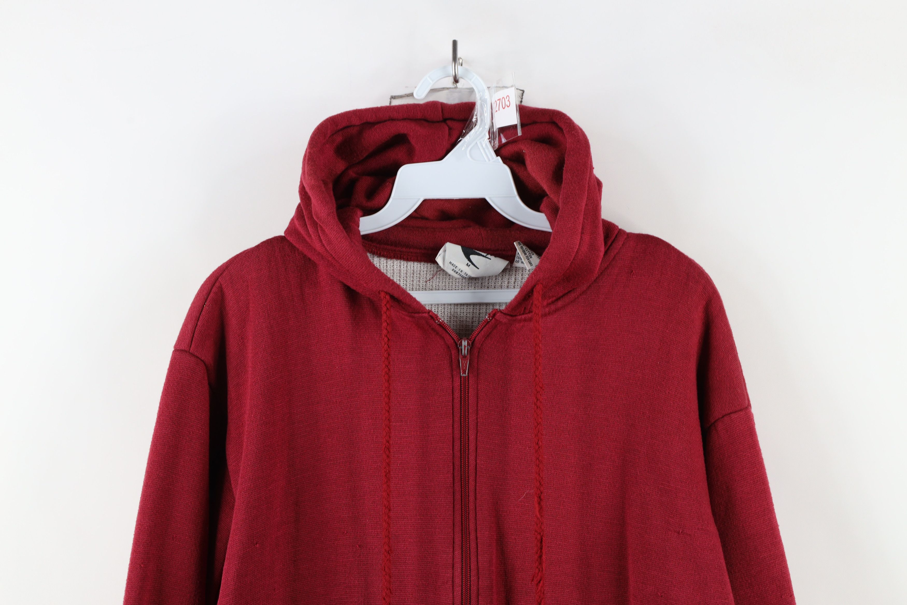 Vintage Vintage 90s Streetwear Waffle Knit Lined Full Zip Hoodie Size US M / EU 48-50 / 2 - 2 Thumbnail