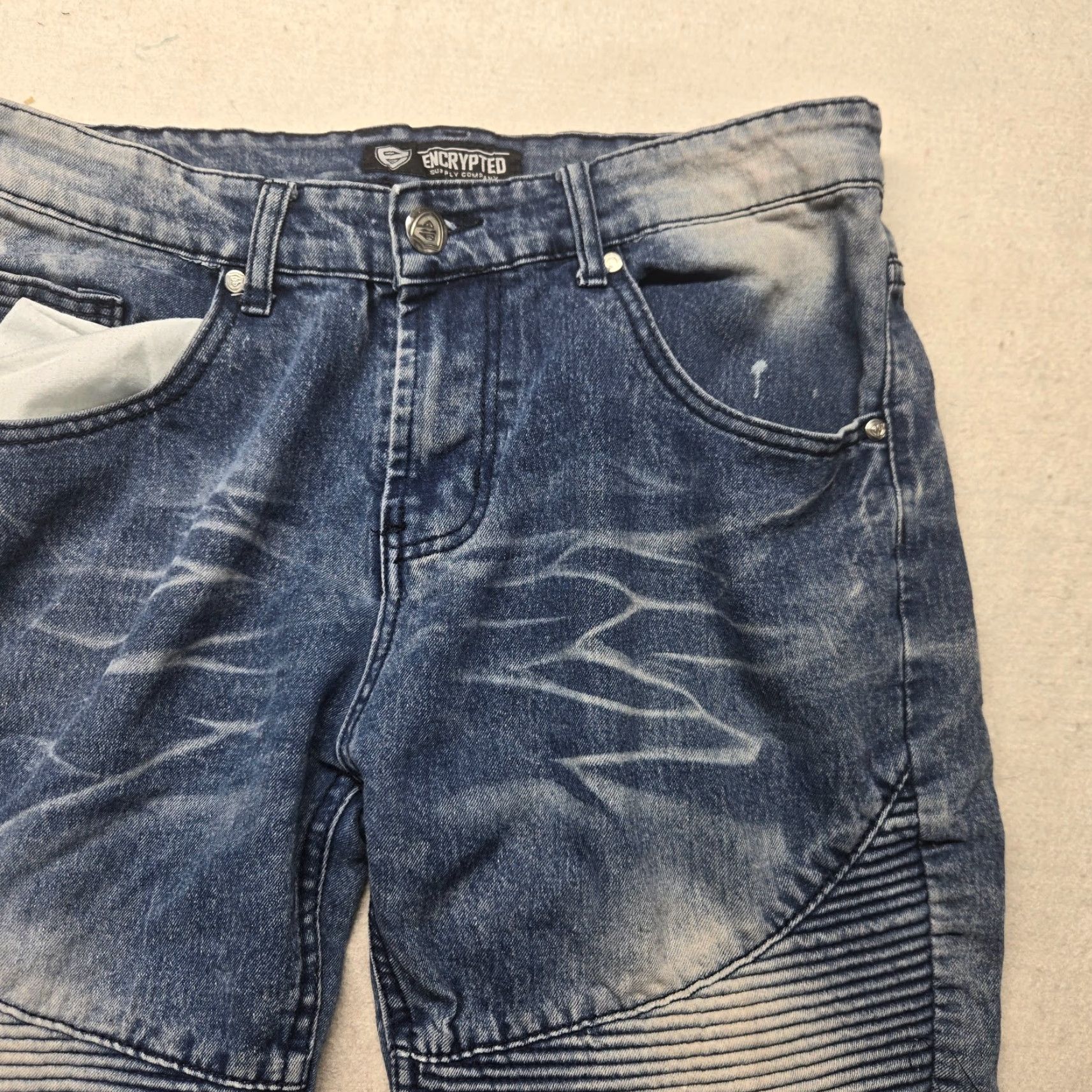 Vintage Encrypted Jeans Men's Casual Straight Pants 32x30 Blue Denim 90s Rockabilly Size US 32 / EU 48 - 3 Thumbnail