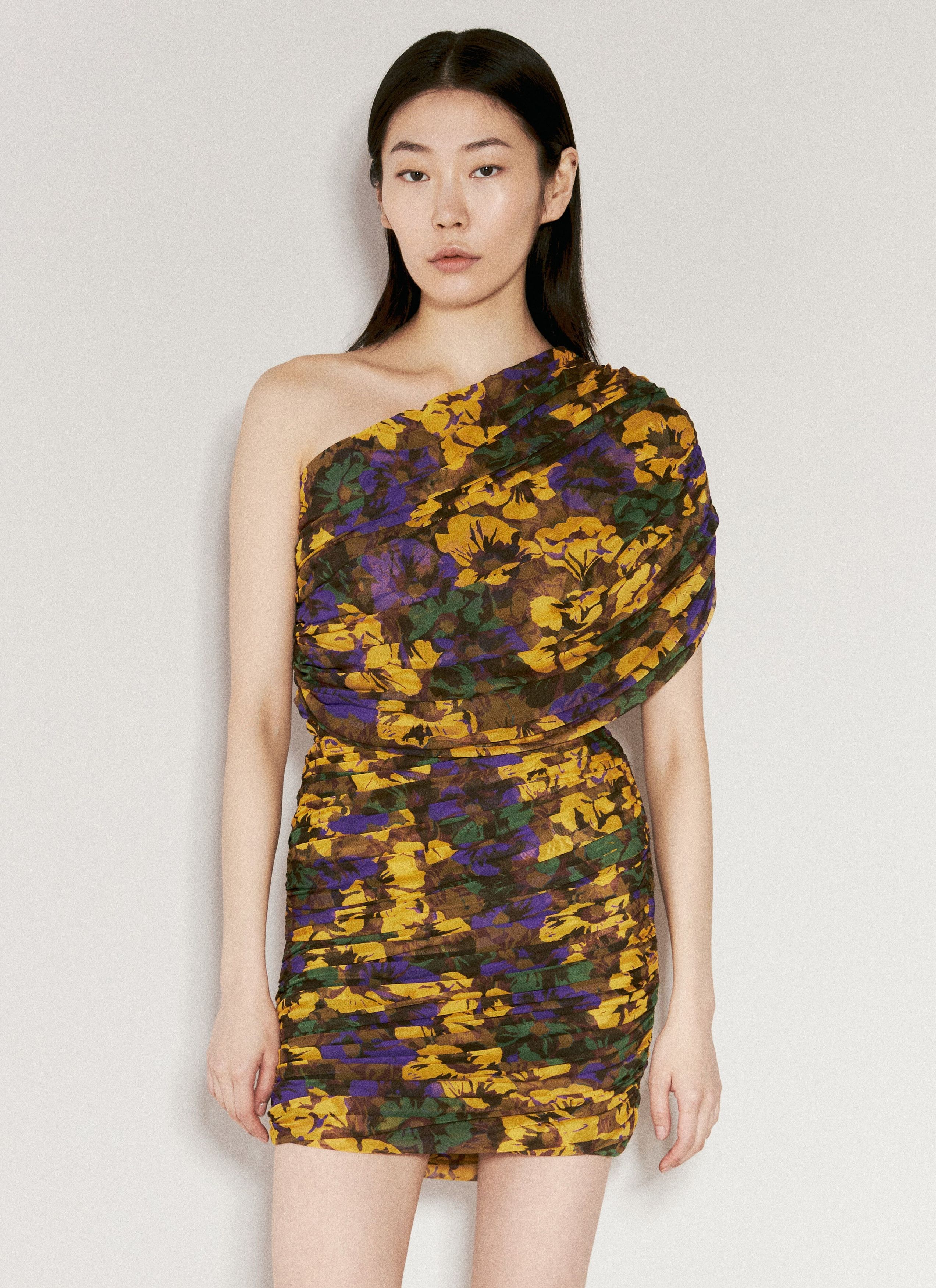 Saint Laurent Paris o1bcso1str1125 Ruched One Shoulder Dress in Multicolor Size S / US 4 / IT 40 - 4 Thumbnail