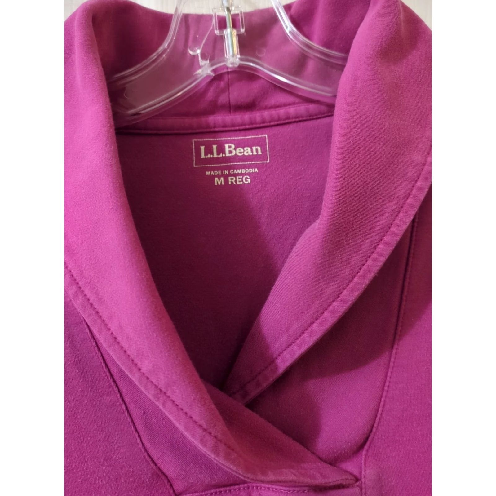 Vintage L.L. Bean Blouse Womens M Pink Long Sleeve Cotton Collar Pullover Top Regular Pattern: Solid Size M / US 6-8 / IT 42-44 - 2 Thumbnail