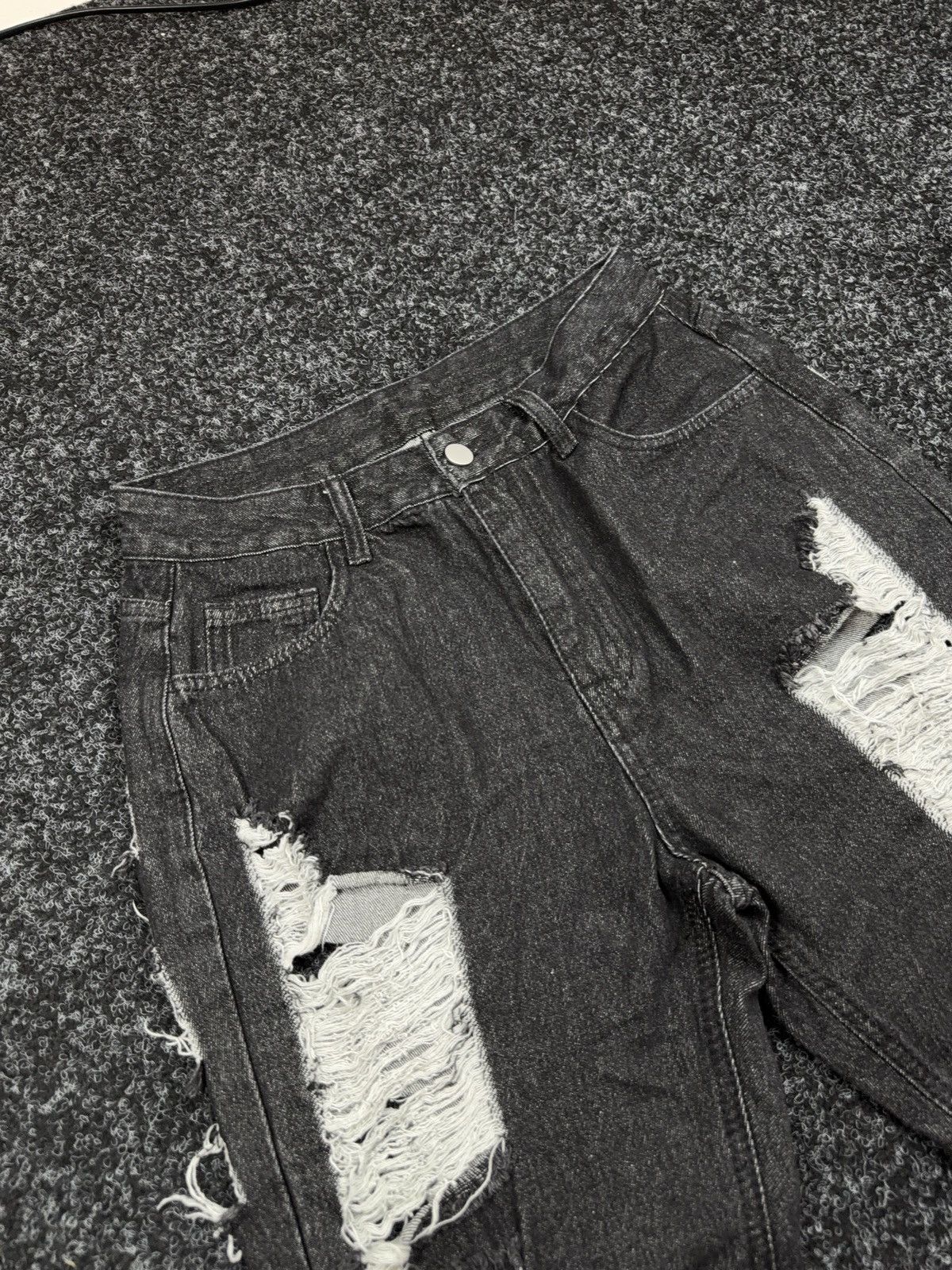 If Six Was Nine Japanese 00s LGB Black Distressed Bootcut Flared Denim Jeans Size 28" / US 6 / IT 42 - 6 Thumbnail