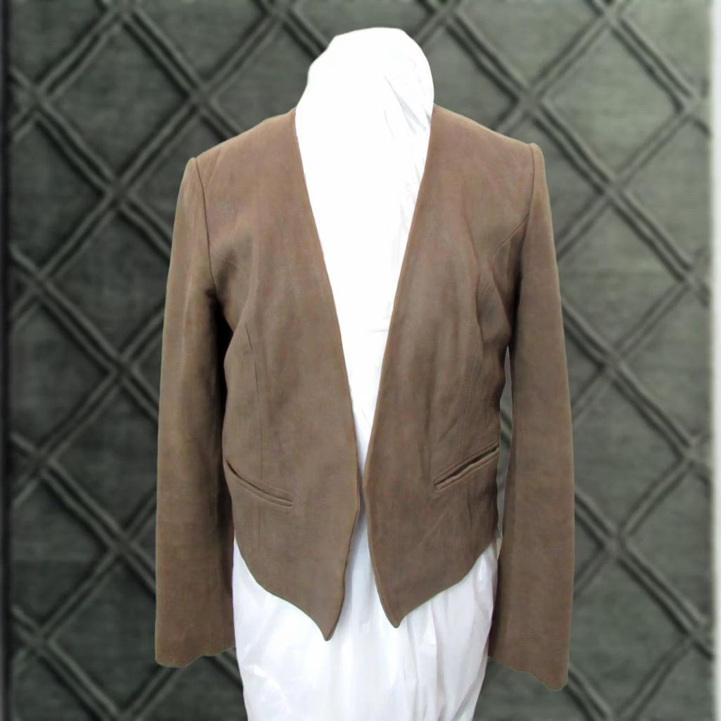 Joie Joie Women's Brown Taupe Leather Jacket Size Medium J771-4745 Size M / US 6-8 / IT 42-44 - 1 Thumbnail