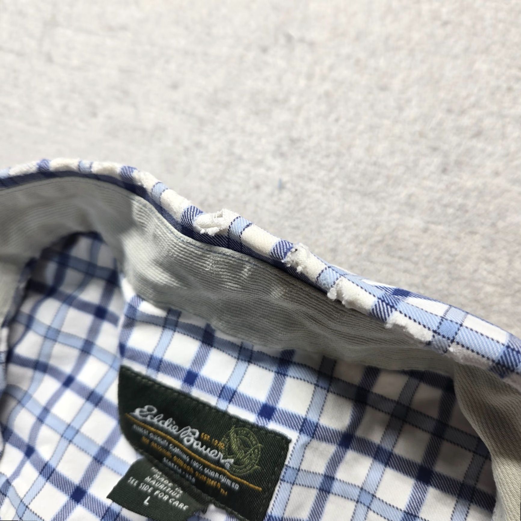 Eddie Bauer VINTAGE Eddie Bauer Shirt Blue Check Long Sleeve Regular Fit Button-Up L Shirt Mens Women? Size 42R - 4 Thumbnail