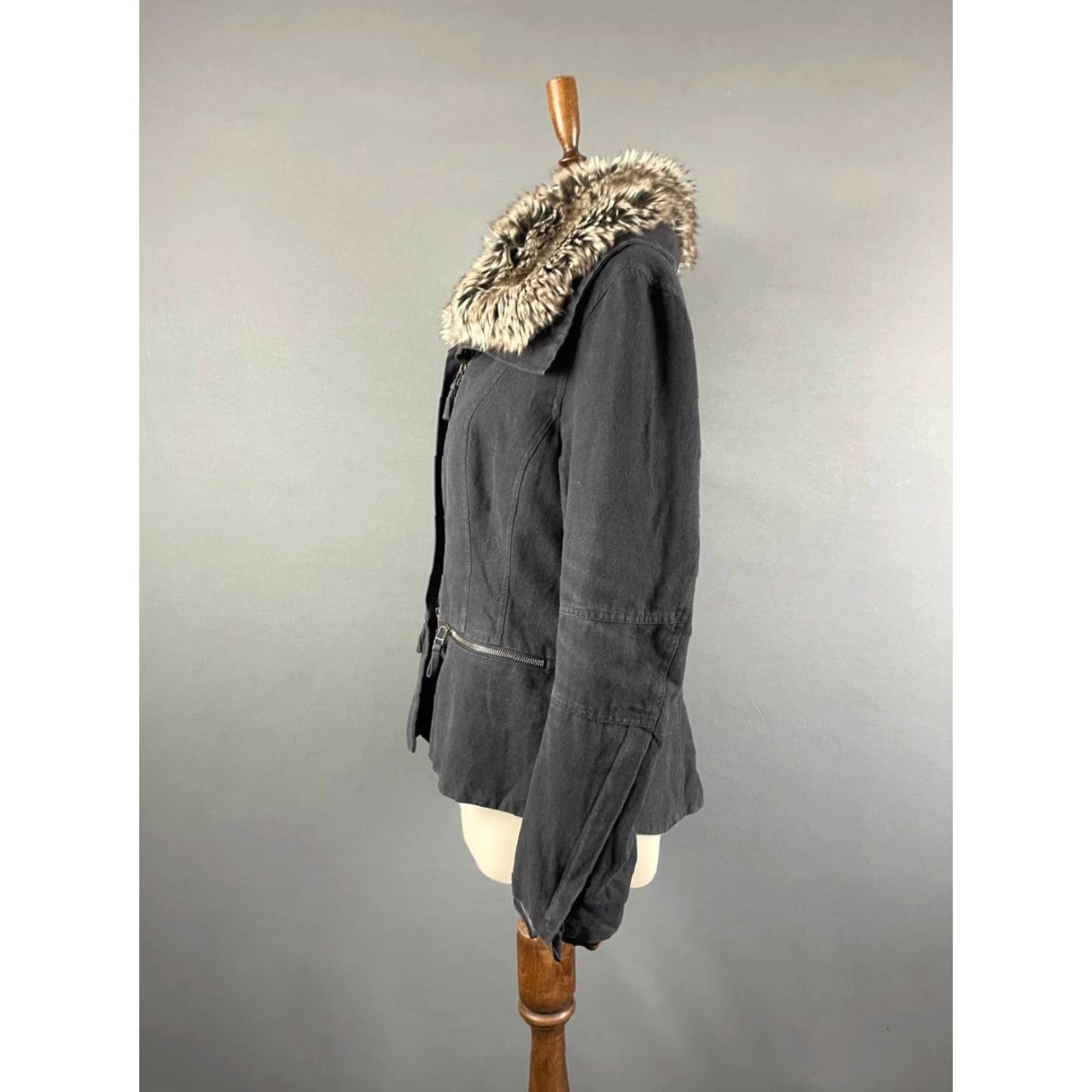 Vintage Annette Görtz Jacket Parka Womens Long Sleeve Black Ramie Zip Full Zip Size 40 Coat Size S / US 4 / IT 40 - 5 Thumbnail