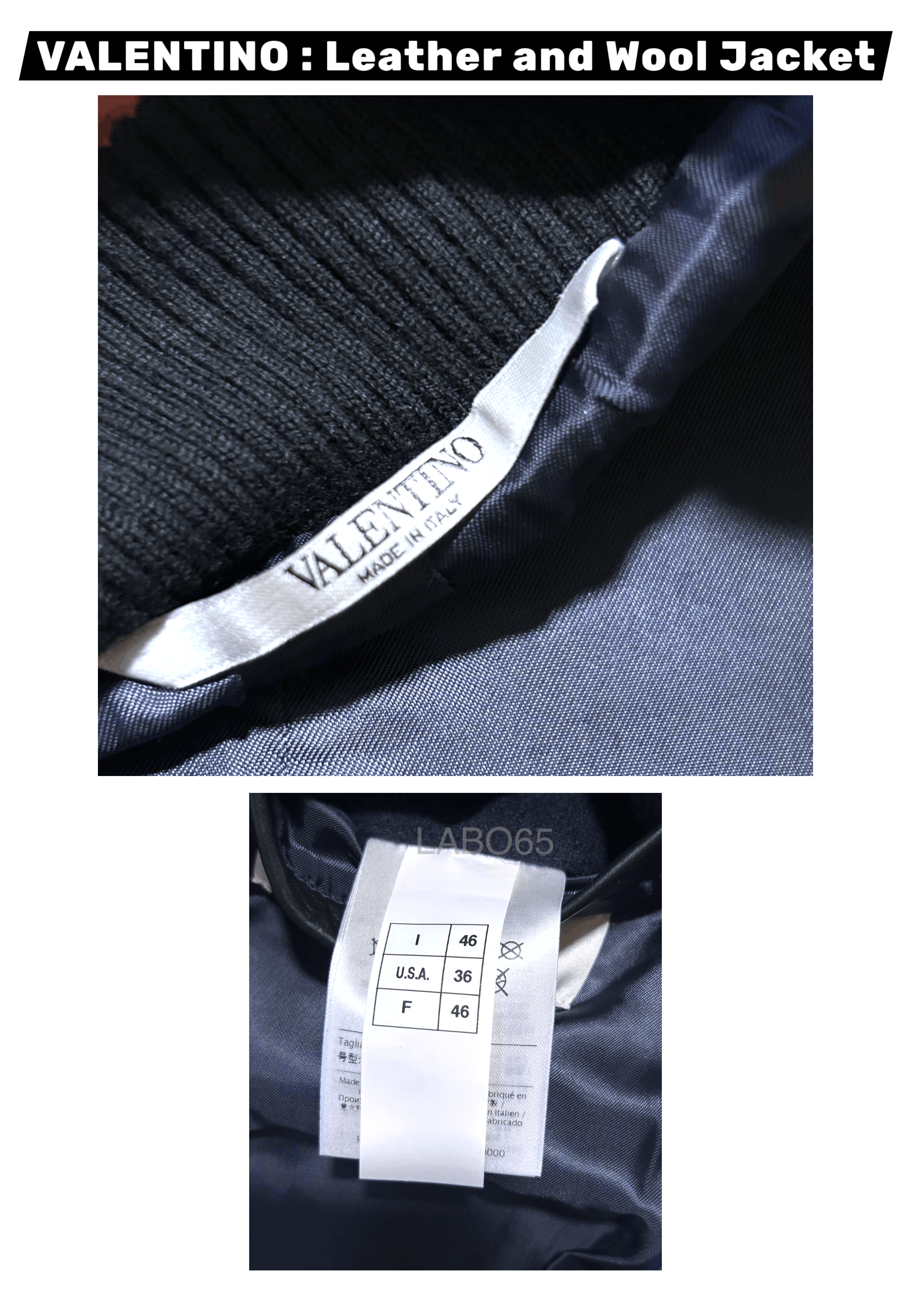 Valentino VALENTINO » Leather & Wool Bomber Jacket // Black+Navy Size US S / EU 44-46 / 1 - 6 Thumbnail
