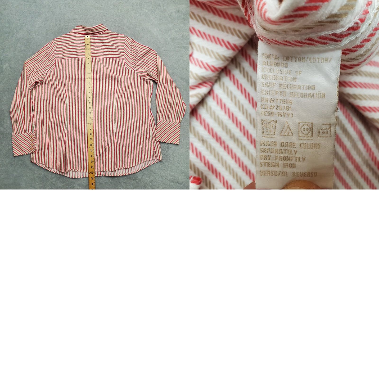Tommy Hilfiger VINTAGE Tommy Hilfiger Shirt Womens 18 Red Striped Long Sleeve Button Top Size XXL / US 16-18 / IT 52-54 - 8 Thumbnail