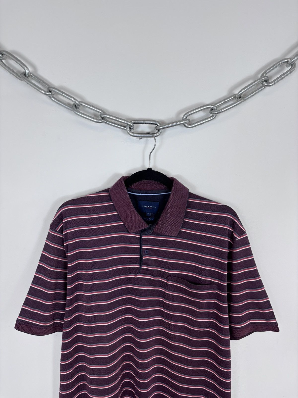 Paul Smith Paul Smith Men’s Burgundy Striped Short Sleeve Polo Shirt Size US XL / EU 56 / 4 - 2 Thumbnail