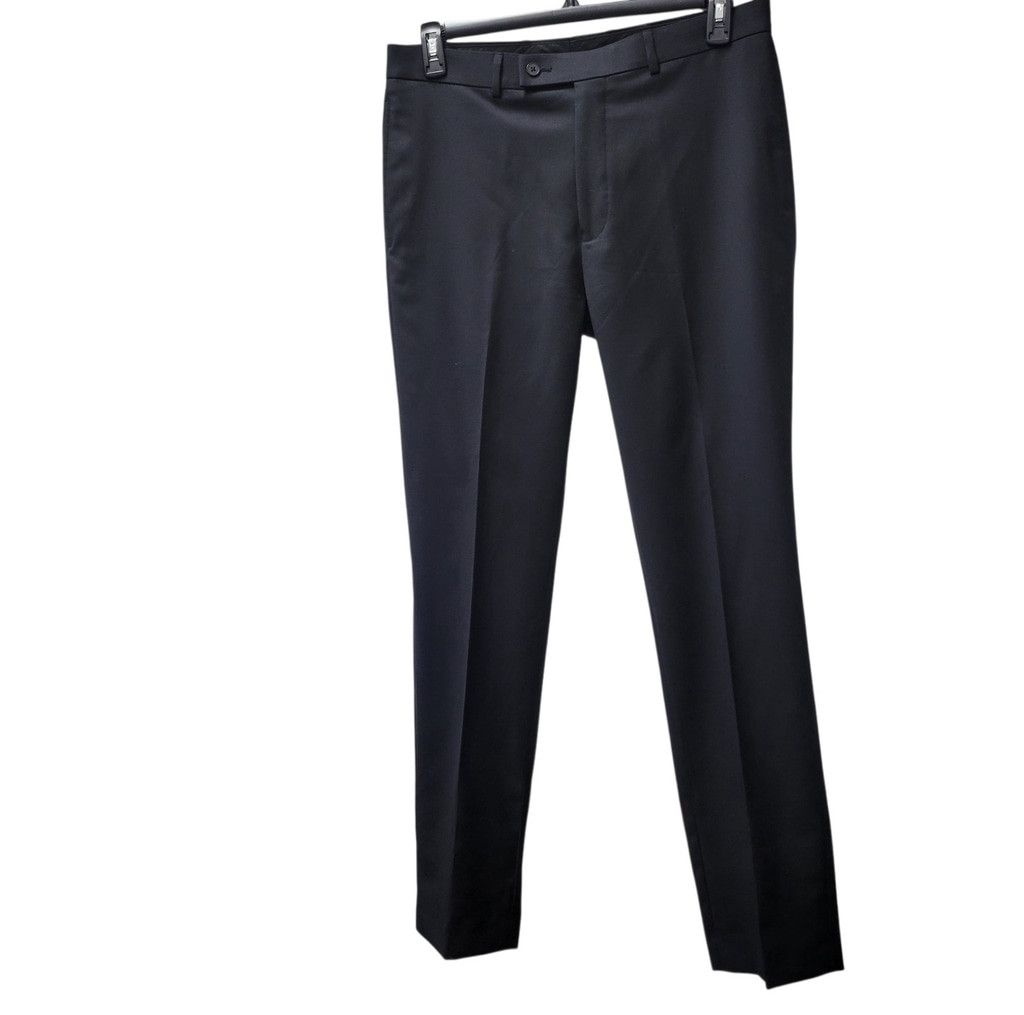 Calvin Klein Calvin Klein Men Slim-Fit Black Flat Front Dress Pants 34/32 Size US 34 / EU 50 - 3 Thumbnail