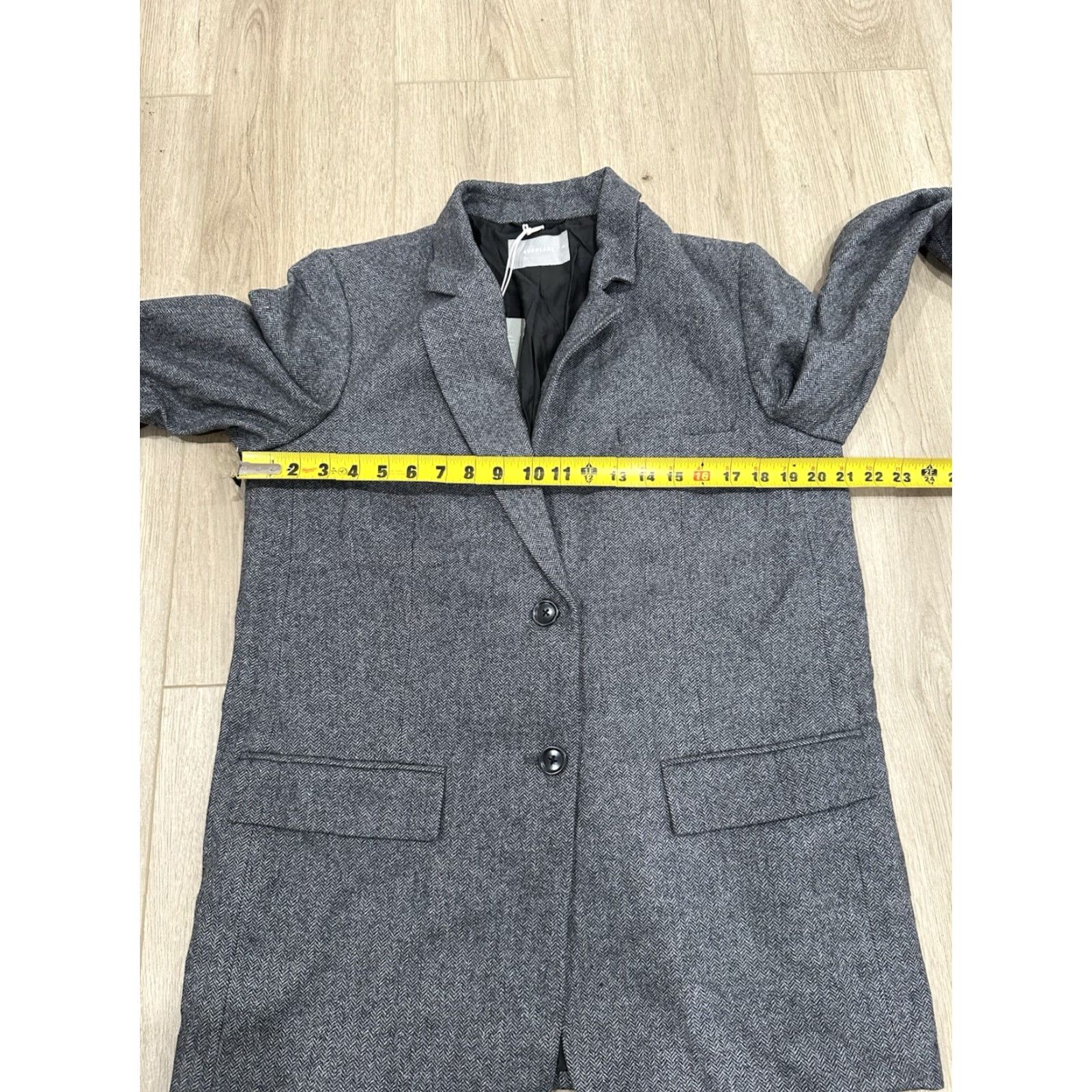 Everlane NWT Everlane Gray Herringbone The Oversized Single Breasted Blazer Wool Size 10 Women Jacket Blazer Size L / US 10 / IT 46 - 5 Thumbnail