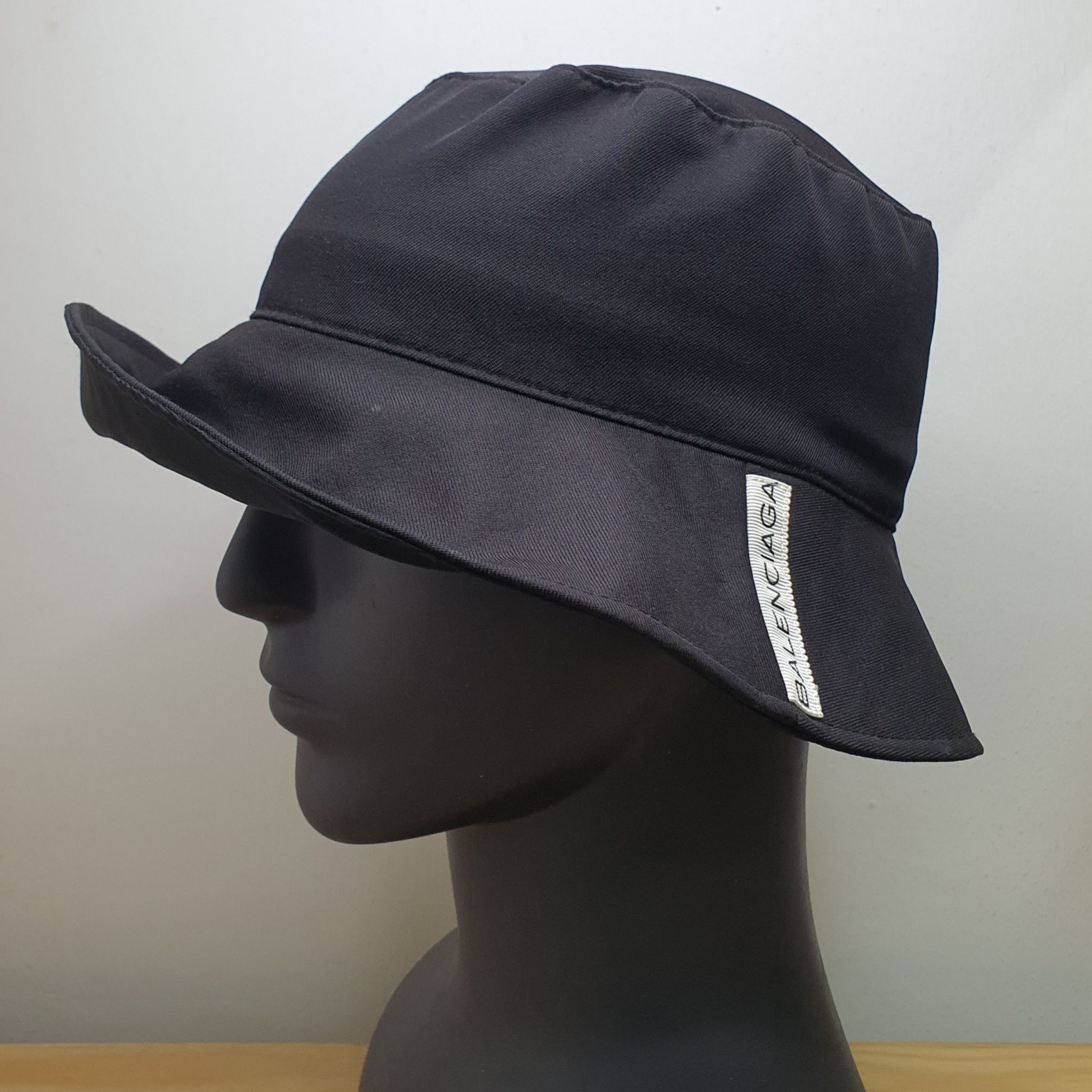 image of Balenciaga Black Bucket Hat, 57.5Cm, Women's