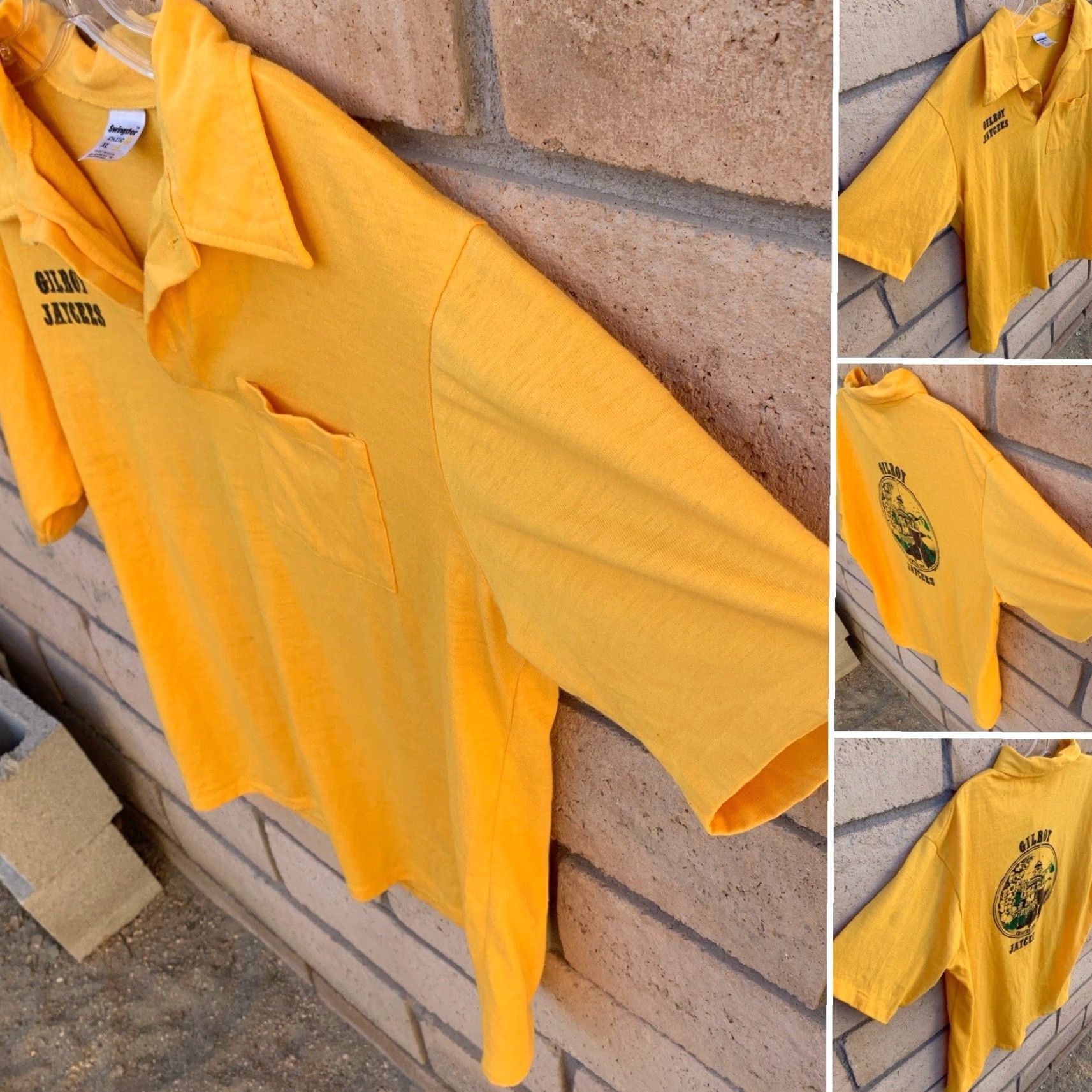 Vintage VINTAGE Swingster Polo Shirt XL Yellow Graphic Union Made UK California 83 90s Mens Shirt Size US XL / EU 56 / 4 - 4 Thumbnail