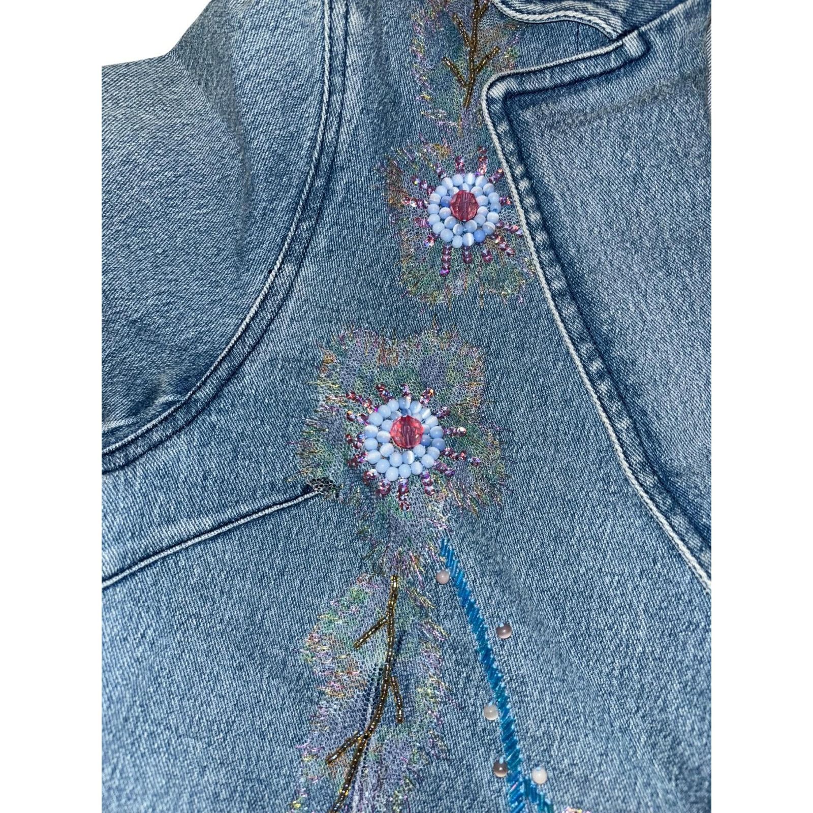 Other United Apparel Denim Jean Jacket Y2K Floral Embroidered Med Size M / US 6-8 / IT 42-44 - 4 Thumbnail