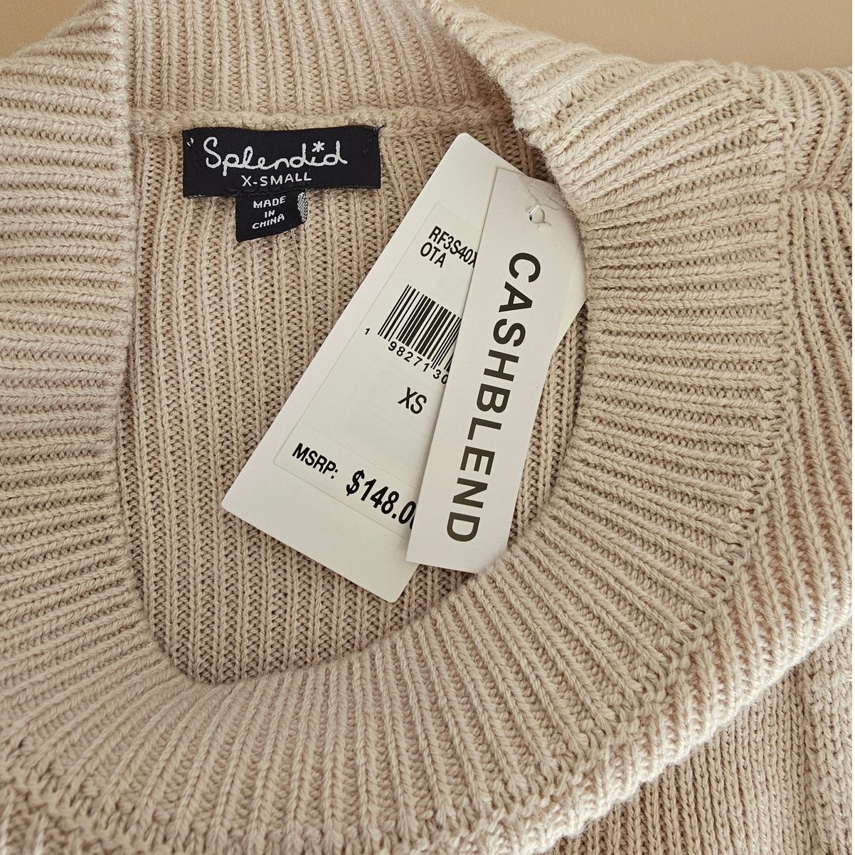 Splendid NWT Splendid Phoebe Pointelle Oat Heather Sweater XS $148 Size XS / US 0-2 / IT 36-38 - 11 Thumbnail