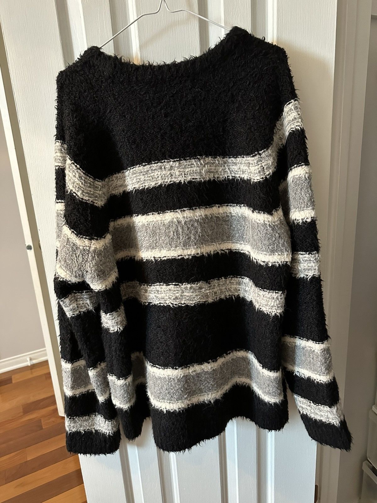 Nahmias Black Striped Knit Sweater Size US L / EU 52-54 / 3 - 3 Thumbnail