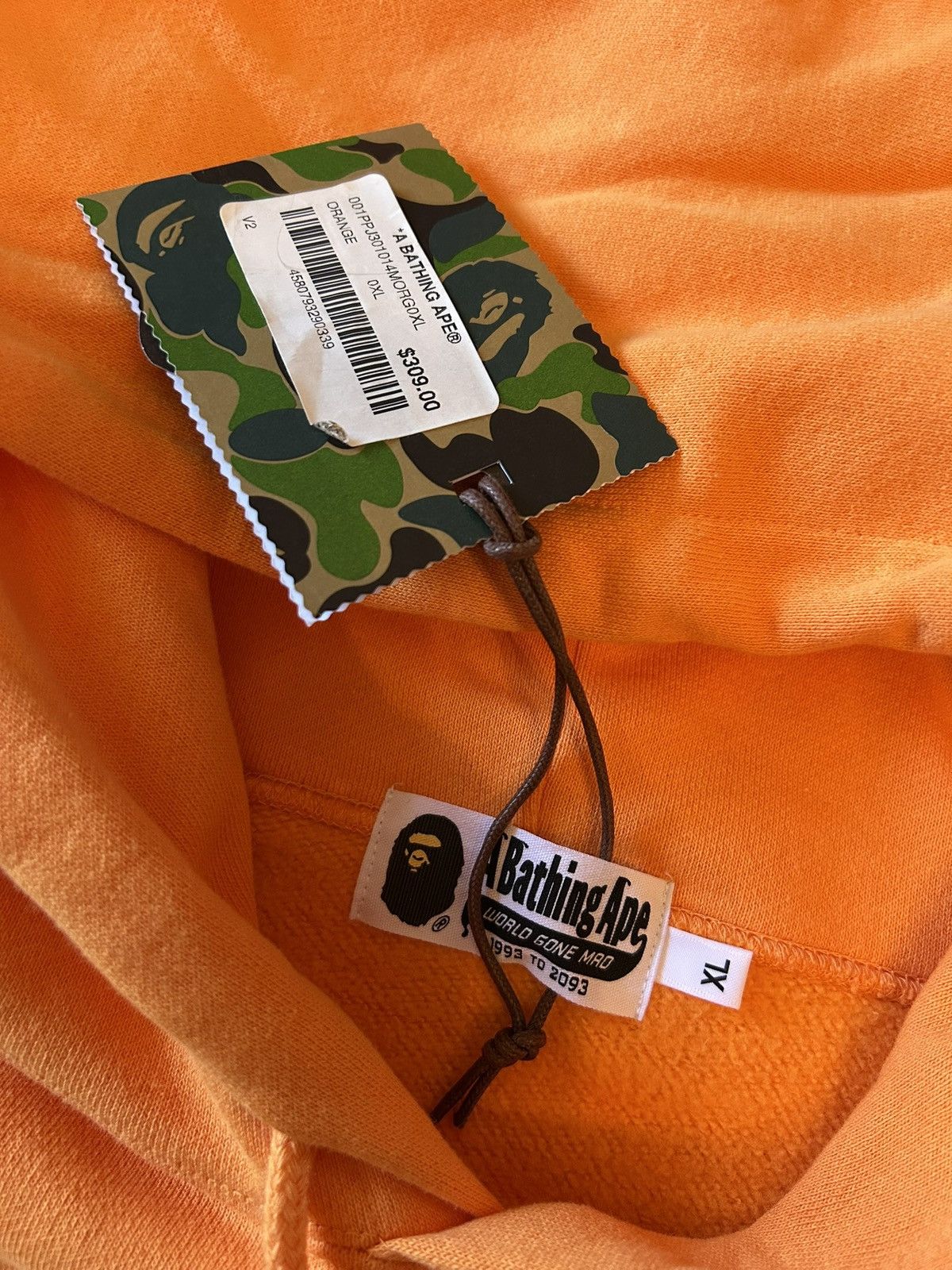 Bape NEW Bape Orange One Point Ape Face Pullover Hoodie Size US XL / EU 56 / 4 - 6 Thumbnail