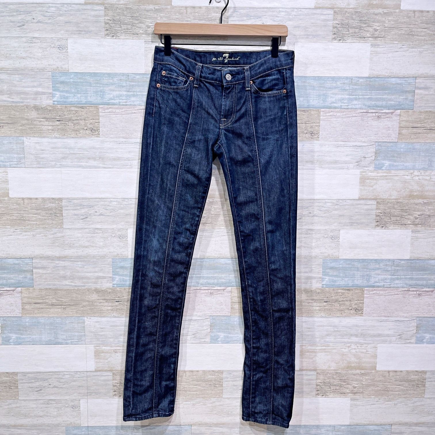 Hudson 7 For All Mankind Roxy Mid Rise Skinny Jeans Dark Womens 27 Size 27" / US 4 / IT 40 - 1 Thumbnail