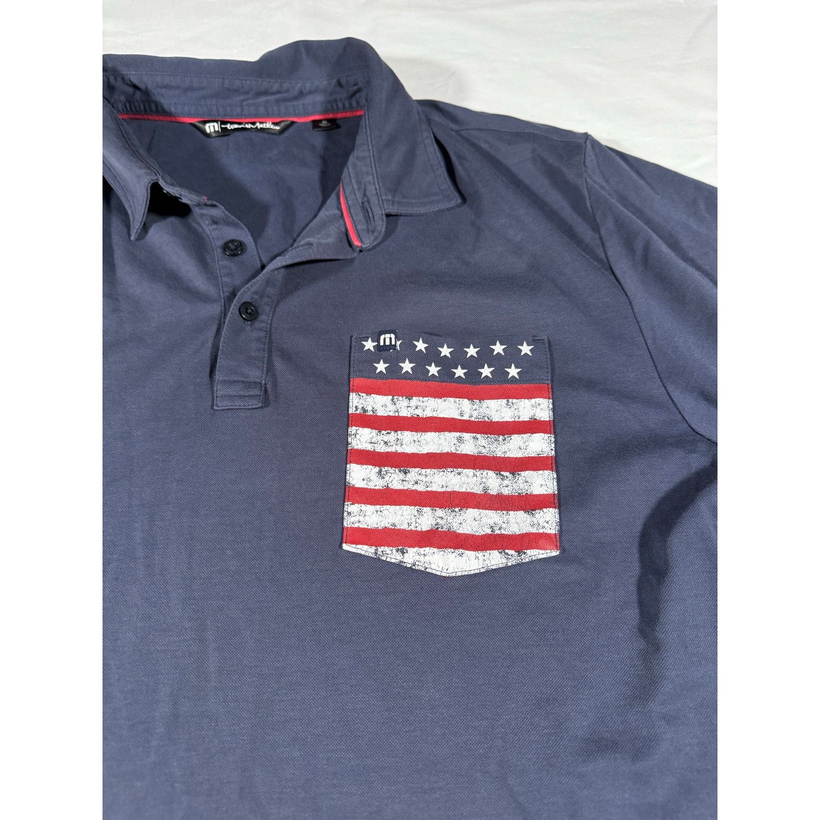 TravisMathew TravisMathew Polo XL Navy Blue American Flag Pocket Golf Size US XL / EU 56 / 4 - 2 Thumbnail