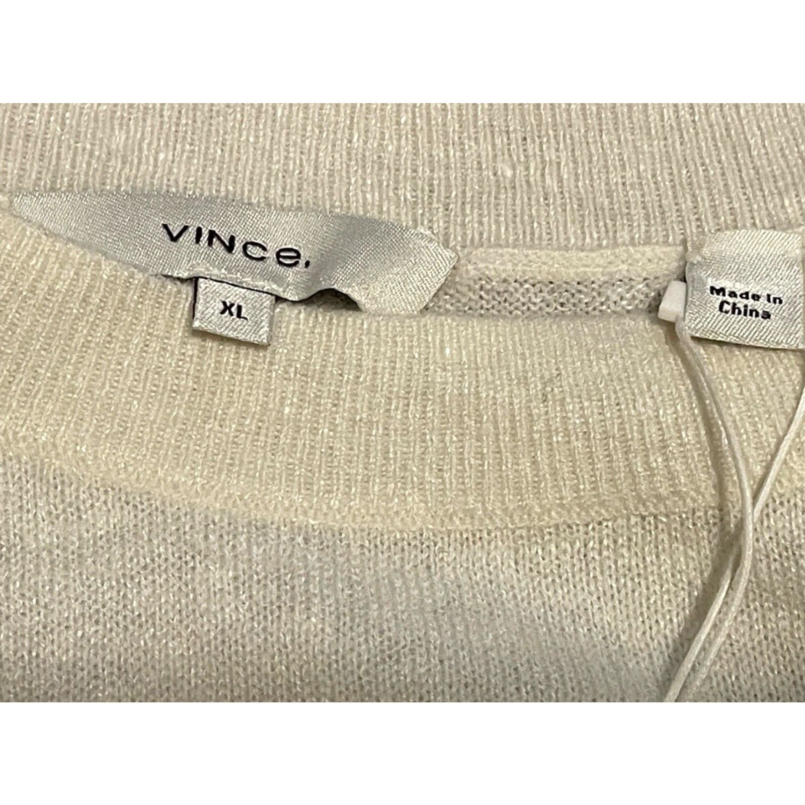 Vince Vince Knit Top Blouse Women XL Cream Cashmere Linen Blend Short Sleeve New With Tags Size XL / US 12-14 / IT 48-50 - 3 Thumbnail