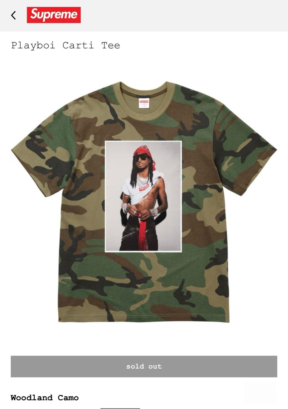 トップス supreme playboi carti tee camo XXL Buy Supreme Playboi Carti Tee 'Woodland Camo' - FW25T50