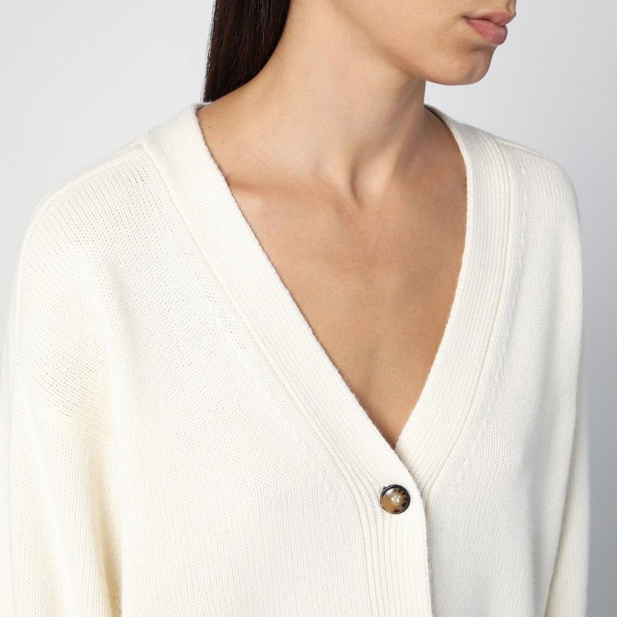 Loulou de Saison o1d2blof0824 Wool Cashmere Zanzibar Cardigan in White Size L / US 10 / IT 46 - 4 Thumbnail
