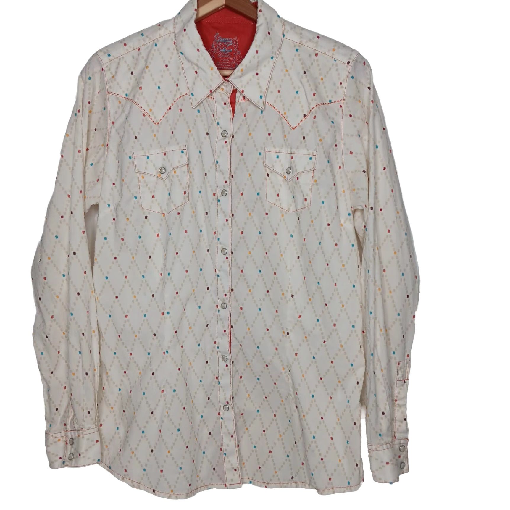 Vintage Twenty X Tailored Fit Shirt Women L Long Sleeve Western Snap Geometric Western Size L / US 10 / IT 46 - 3 Thumbnail