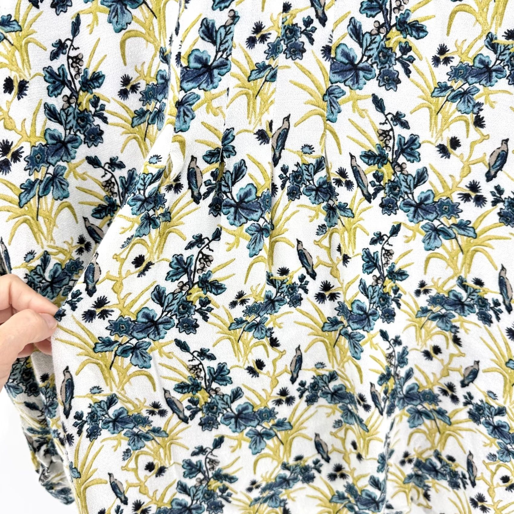 J. Jill J.Jill Blouse Womens Plus 3x Blue Yellow Floral Button Front Long Sleeve Rayon Size XXL / US 16-18 / IT 52-54 - 6 Thumbnail