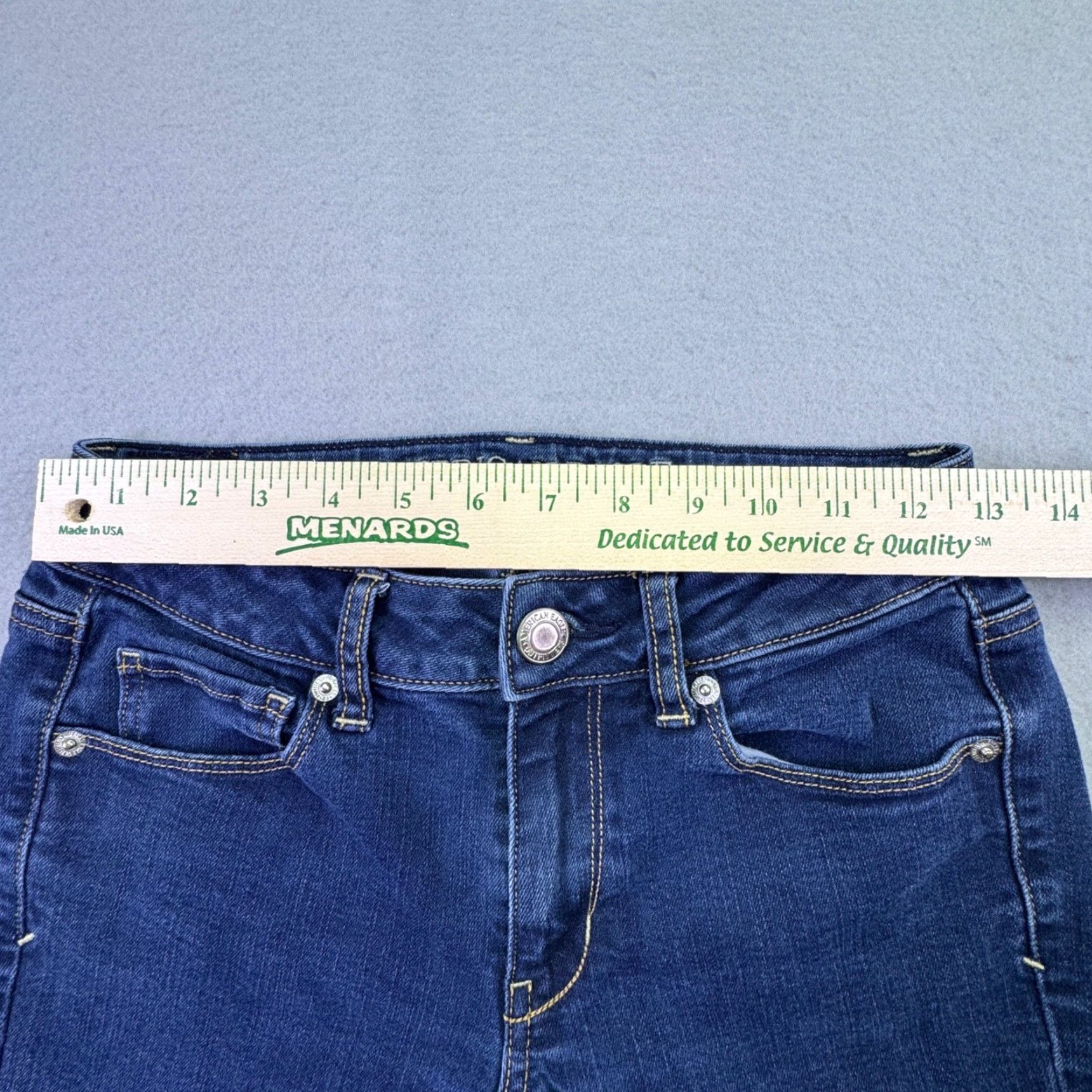 American Eagle Outfitters VINTAGE? No. American Eagle Outfitters Jeans Women 2 SHORT Skinny Dark Wash Stretch 5-Pocket Denim Slim Rise Mid Blue Jeans Size 26" / US 2 / IT 38 - 3 Thumbnail